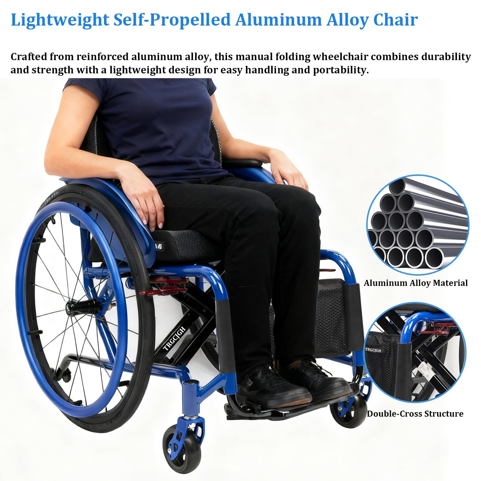 Carrozzina per disabili, Pieghevole, Alluminio, Sedia A Rotelle Portatile, Sedia Stretta, Freno Manuale, Poggiapiedi Pieghevoli(40cm/15.7in Seat,Black)
