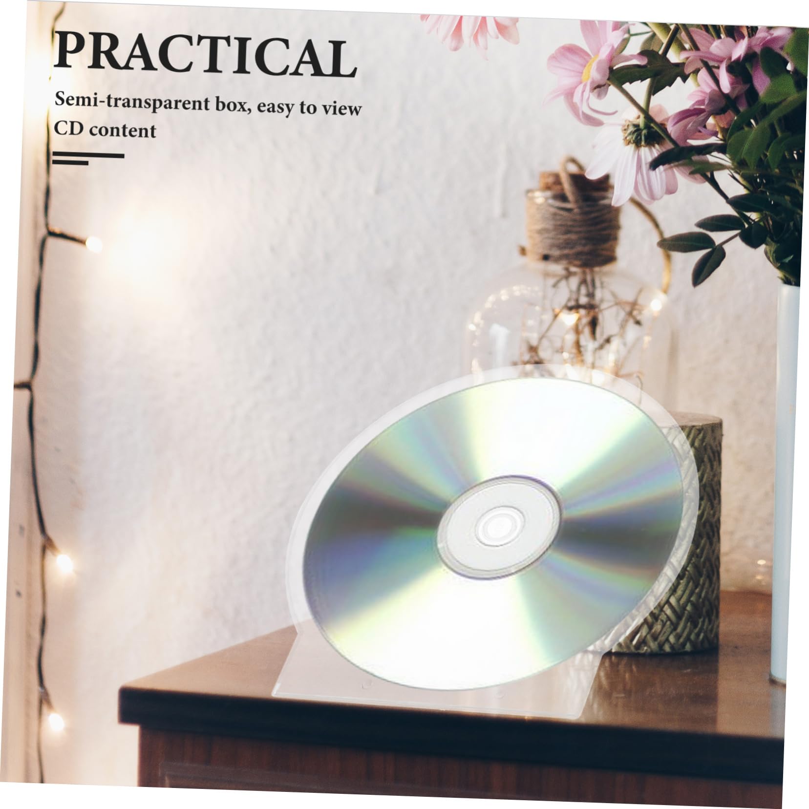 Vaguelly Custodia per CD Rigida e Spessa, 50 Pz, Custodie per Dischi Portatili Protettive, Borse Trasparenti per Dvd, Organizer CD Reutilizzabile per Casa, Auto e Ufficio