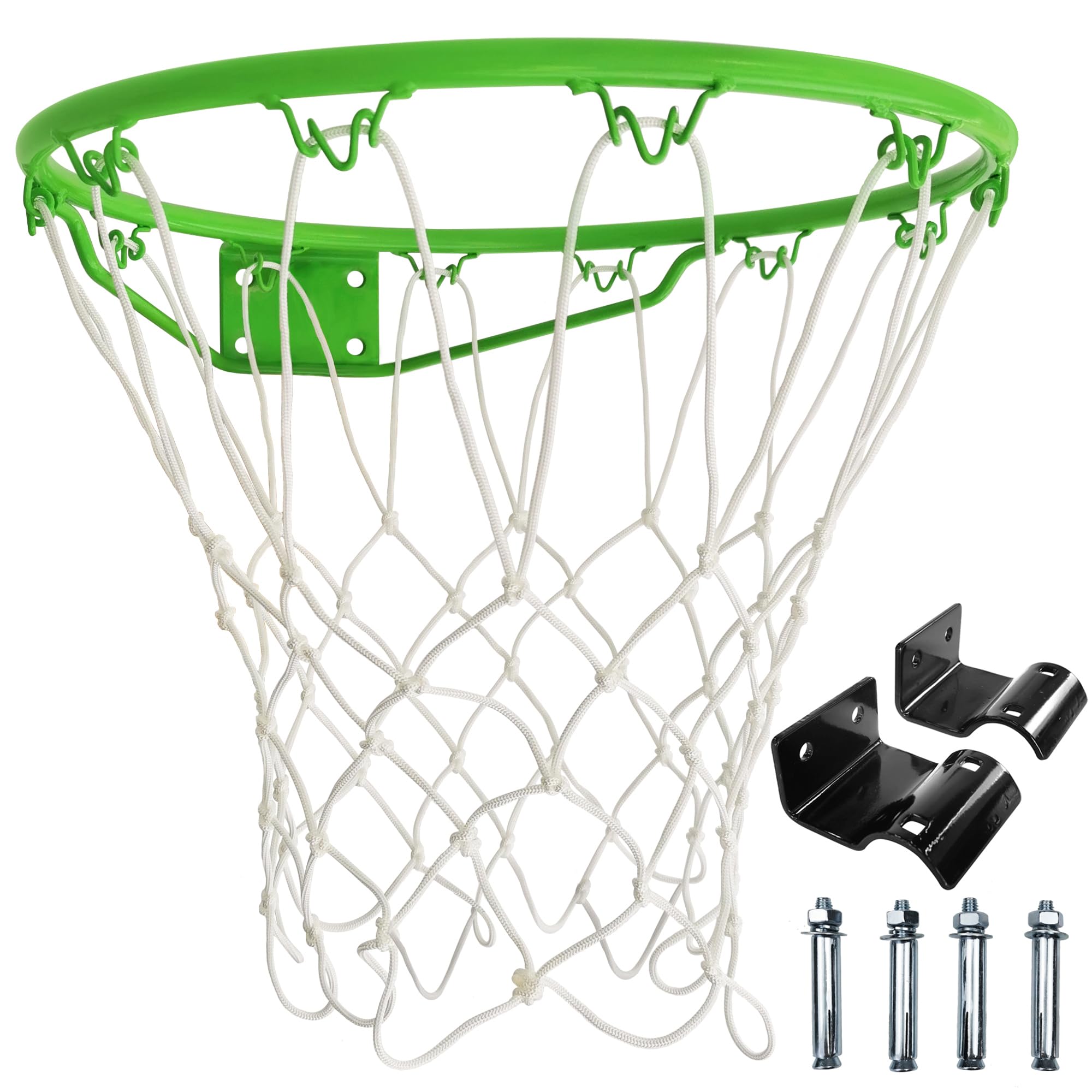 steelway Basketball Rim Replacement for 14/16Ft Trampoline, Basketball Hoop Wall Mount, Basketball Ring with 2pcs Connect Hooks Indoor Outdoor, Part#