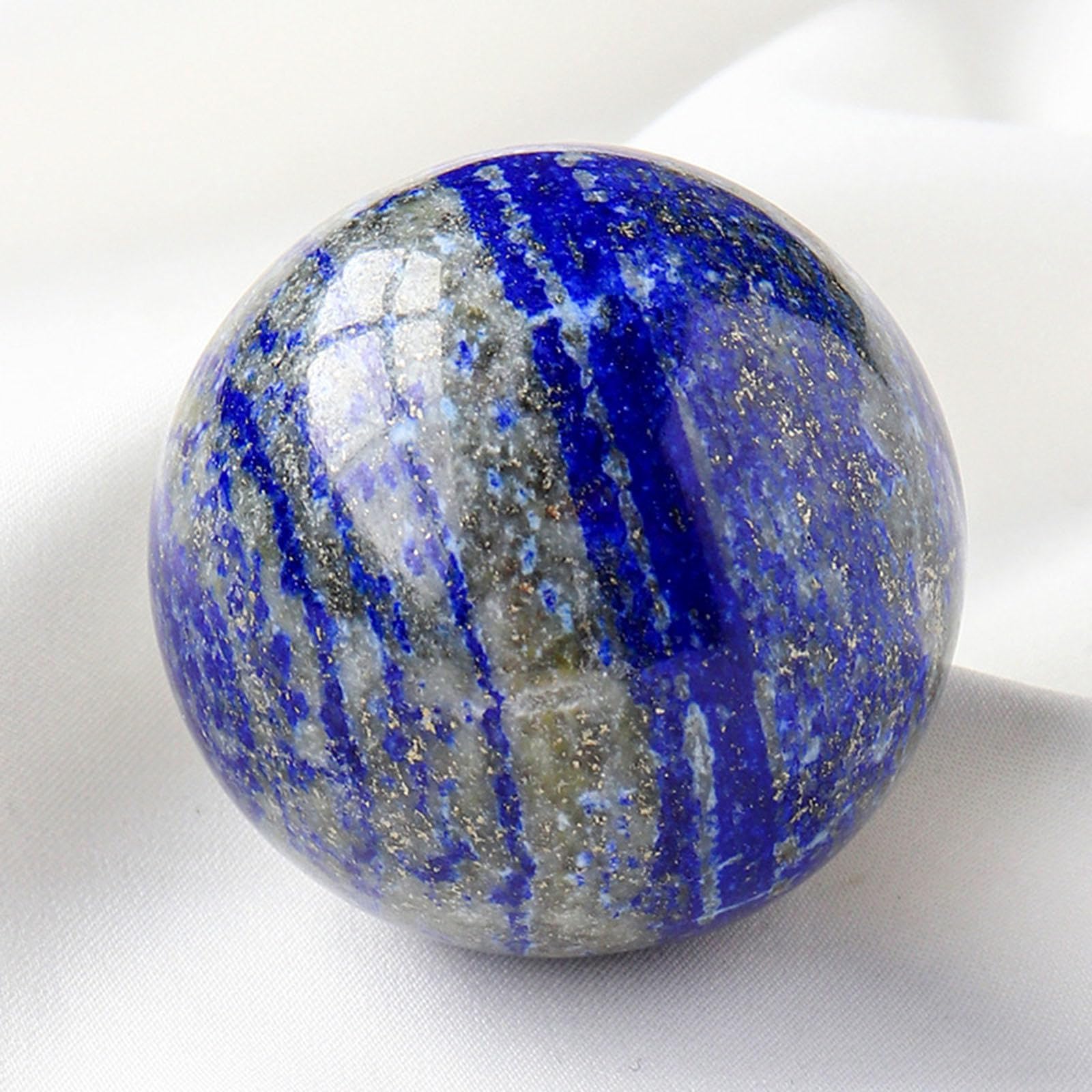 Bola de Cristal Decorativa con Soporte, Bola de Piedra de Lapislázuli Natural, Esfera de Piedras Preciosas Curativas, Adornos, Esfera de Energía de Meditación, Rocas Minerales,50mm