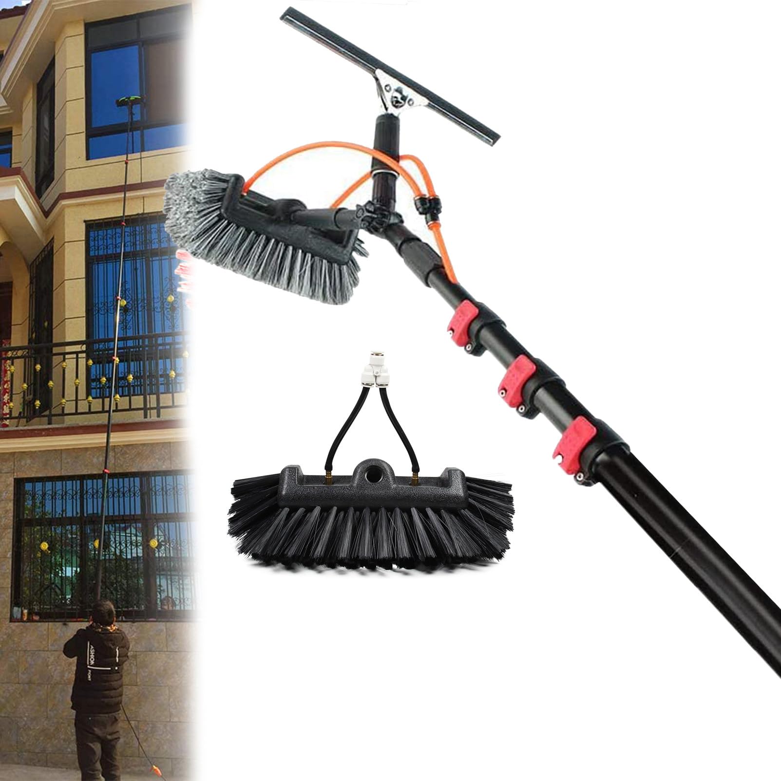 Kit di spazzole per la pulizia del pannello solare con approvvigionamento idrico, scrubber in gomma per la manutenzione di finestre e tetti, strumento di manutenzione solare efficiente per uso