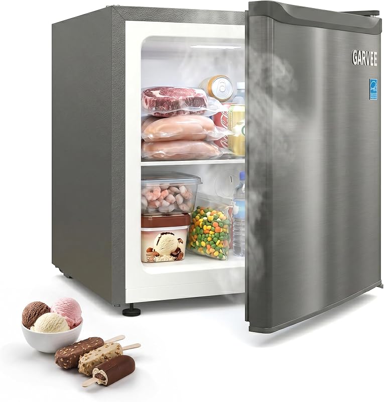 1.1 Cu.ft Upright Freezer, Single Door Mini Freezer with Adjustable Shelf