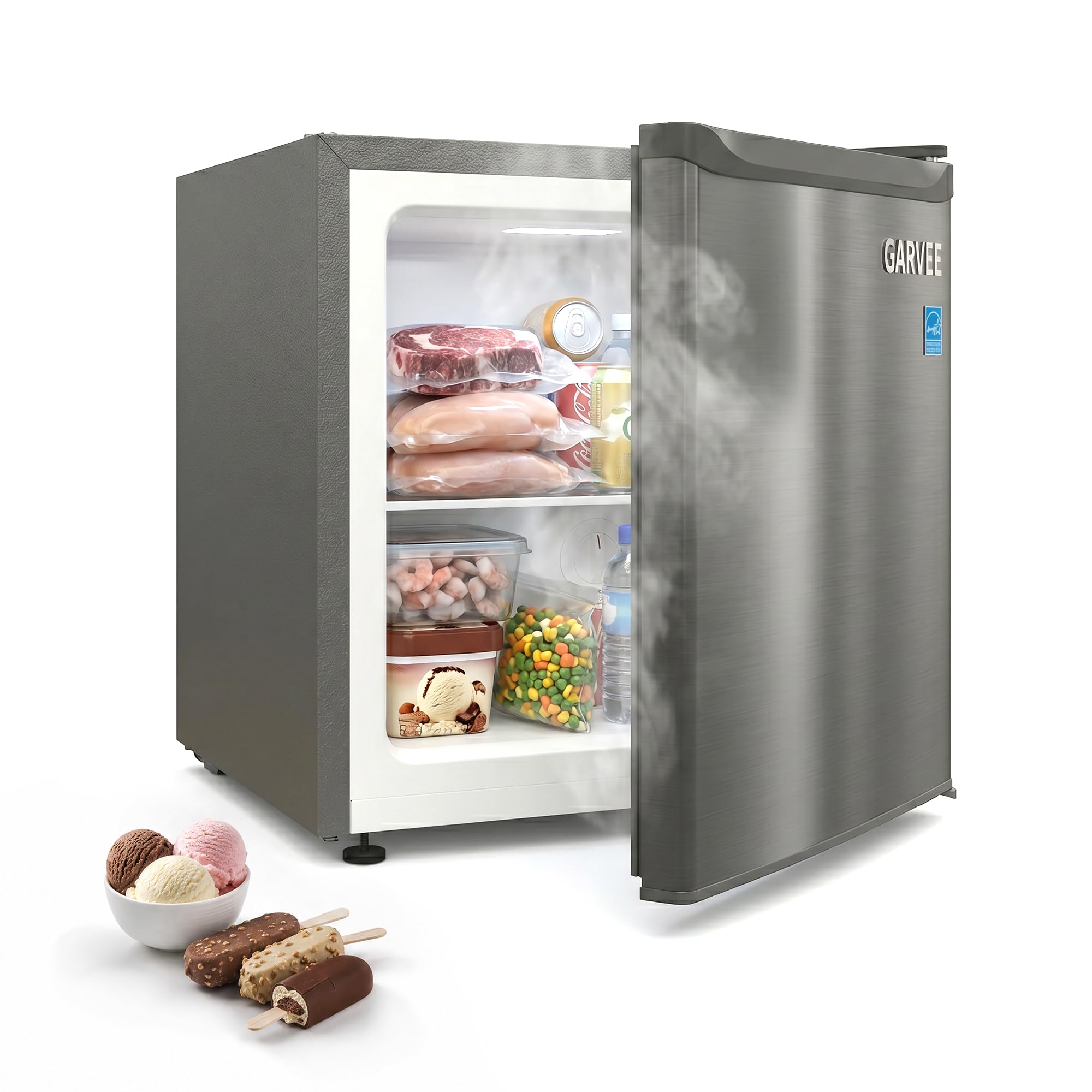 1.1 Cu.ft Upright Freezer, Single Door Mini Freezer with Adjustable Shelf