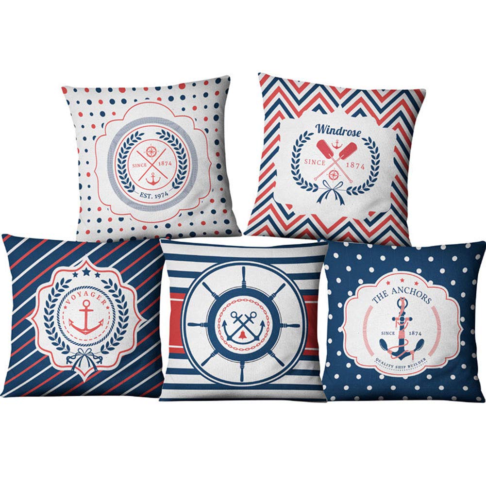 Cojín para muebles de jardín y sofá con diseño de velero vintage fundas náuticas de lino