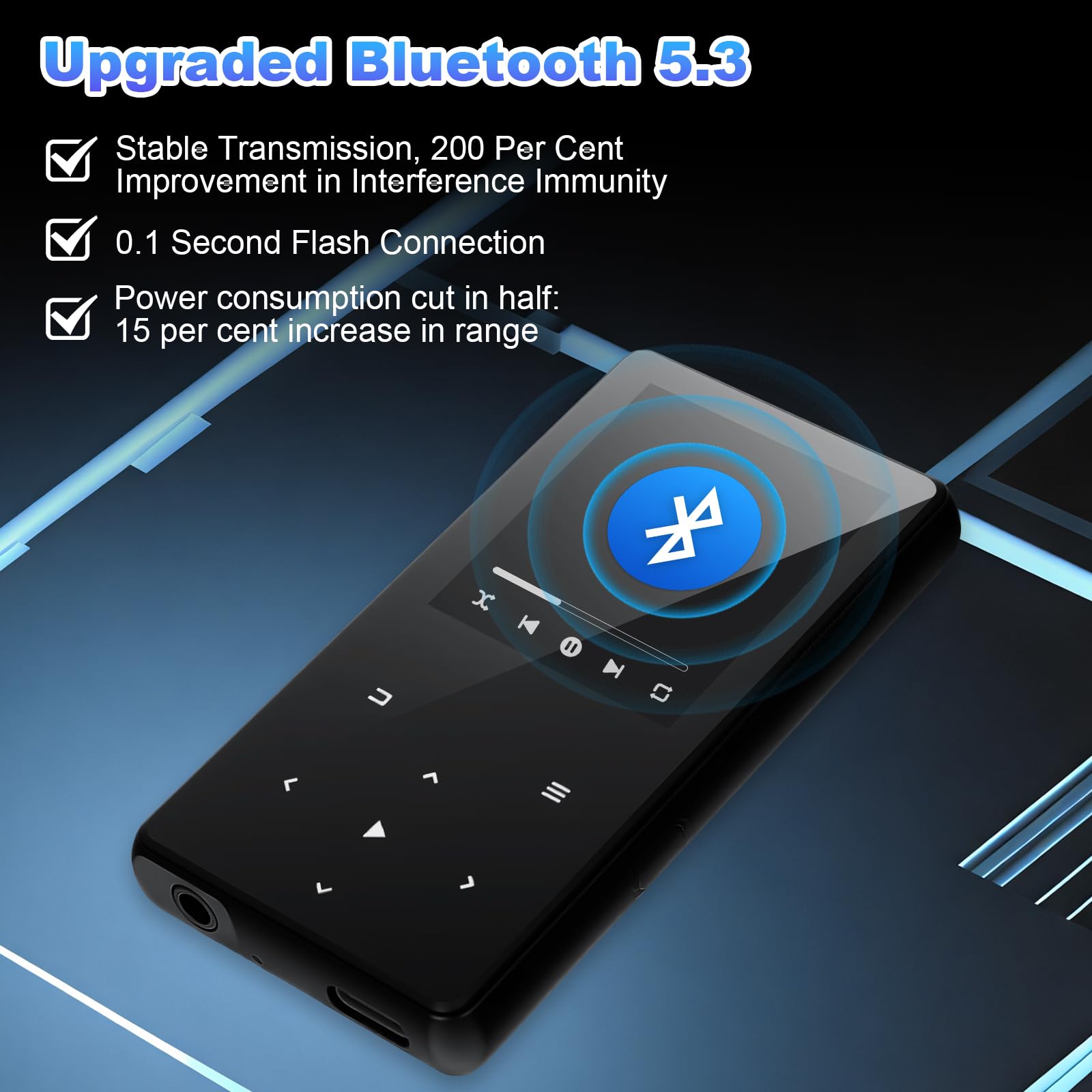 MP3 Player 64GB mit Bluetooth, Mini Digitaler Musik Player mit Lautsprecher, FM Radio, HiFi Audio, MP3 & MP4 Player, Kopfhörer inklusive