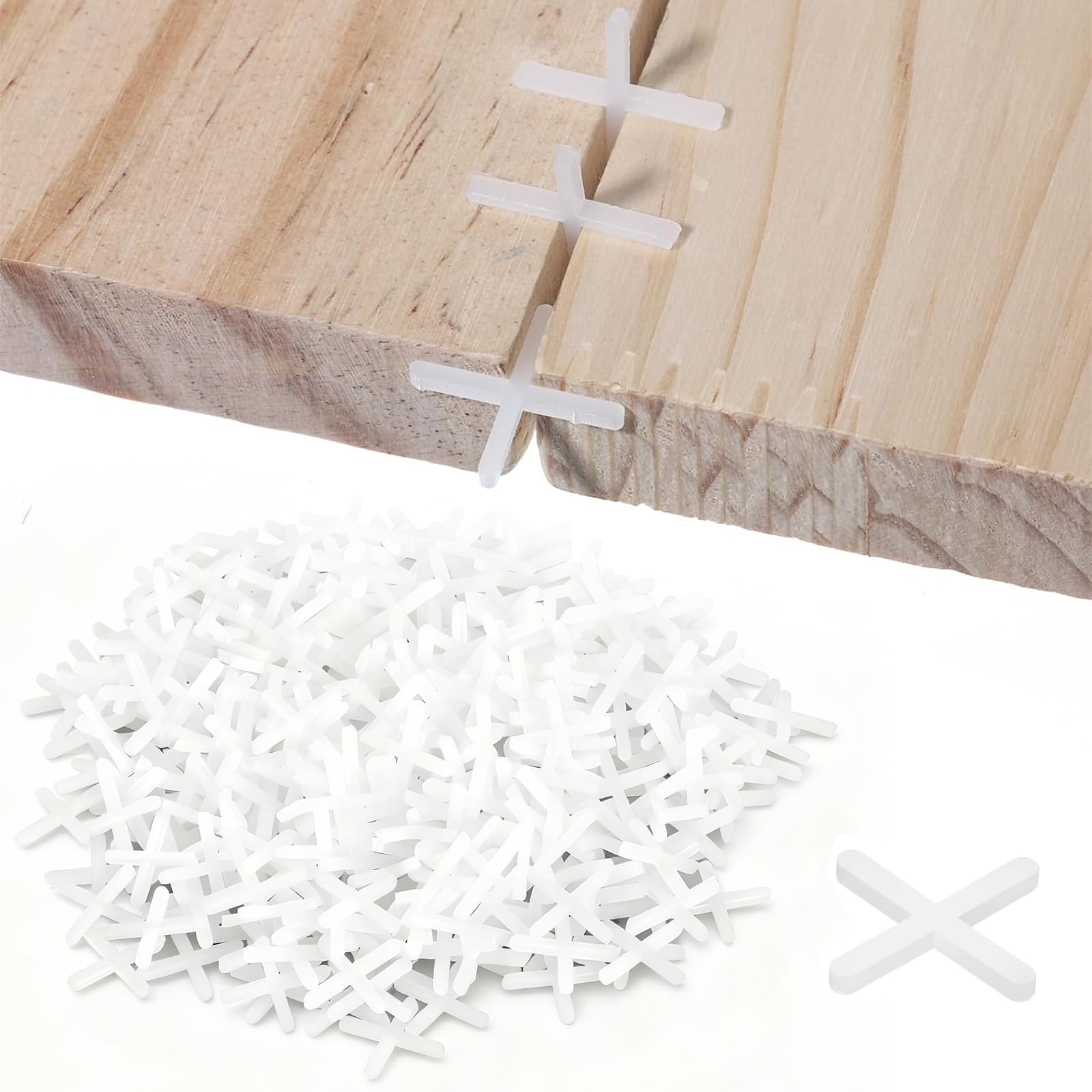 Bomxmon White 500 Pcs Tile Spacers, 3Mm Cross Shaped Gasket Spacers, Tiling Tools For Tile Fixing Mat Road Mat Garden Slab Tile Leveling