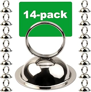 Table Number Holders Ring-Clip Place Card Holders Menu Stand Menu Card Holder Photo Clips for Wedding RSVP Card Party Festival Decor(14 Pack) (Silver Color)