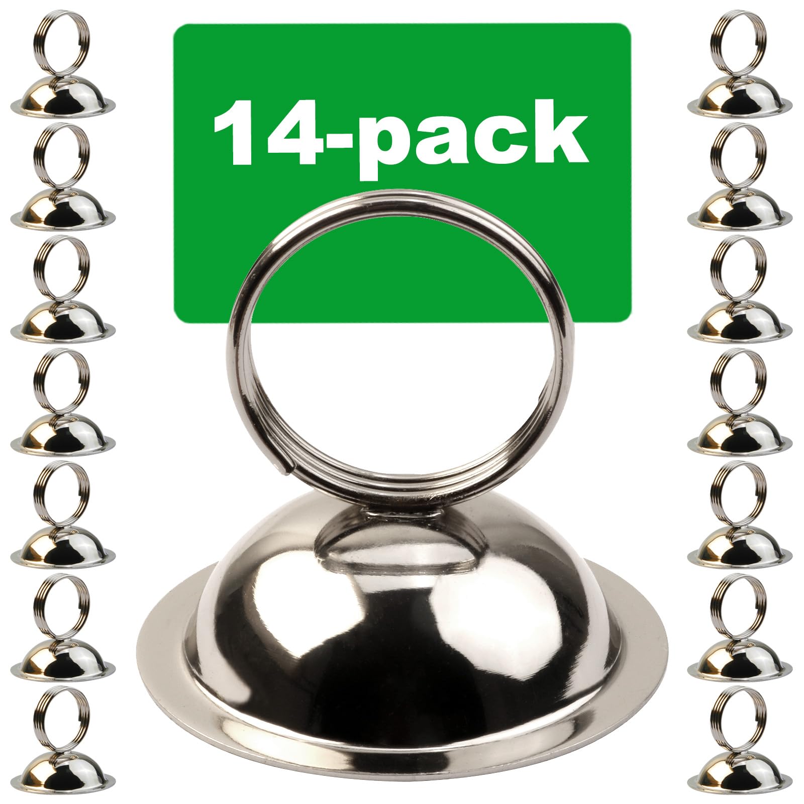 Tischnummernhalter, Ringclip, Tischkartenhalter, Menüständer, Menükartenhalter, Foto-Clips für Hochzeit, Party, Festival, Dekoration, 14 Stück (Silber)