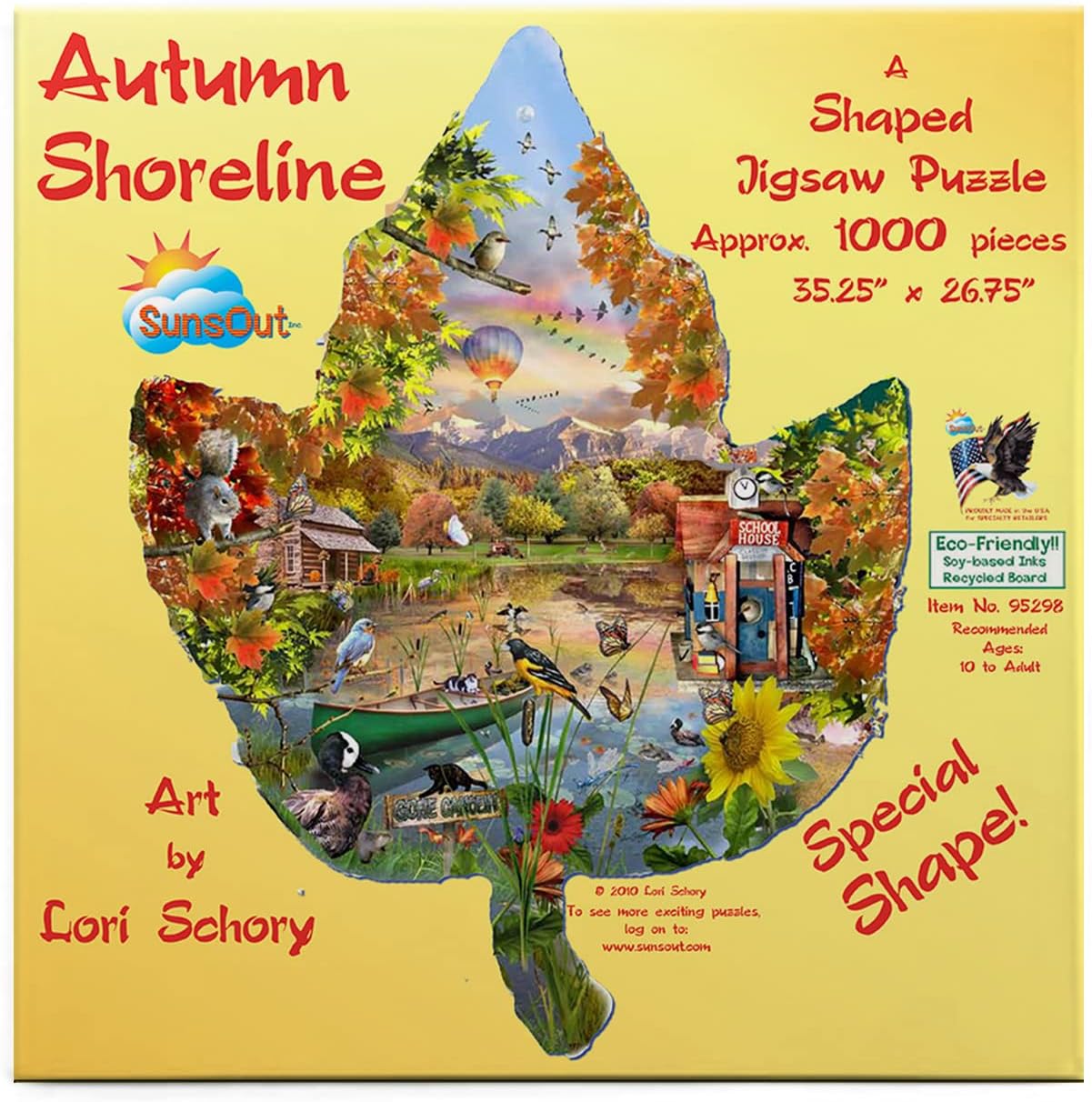 SUNSOUT INC - Autumn Shoreline - 1000 pc Special Shape Jigsaw Puzzle by Artist: Lori Schory - Finished Size 35.25" x 26.75" - MPN# 95298
