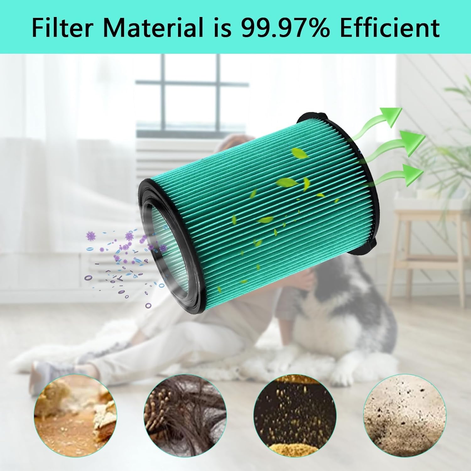 VF6000 5-Layer Pleated Replacement Filter Compatible with Ridgid 5-20 Gallon Wet Dry Vacuums WD5500 WD0671 WD6425 WD7000 WD1280 WD1851 WD1680 WD1956 RV2400A 1400RV RV2600B (2 Filters + 4 Bags)