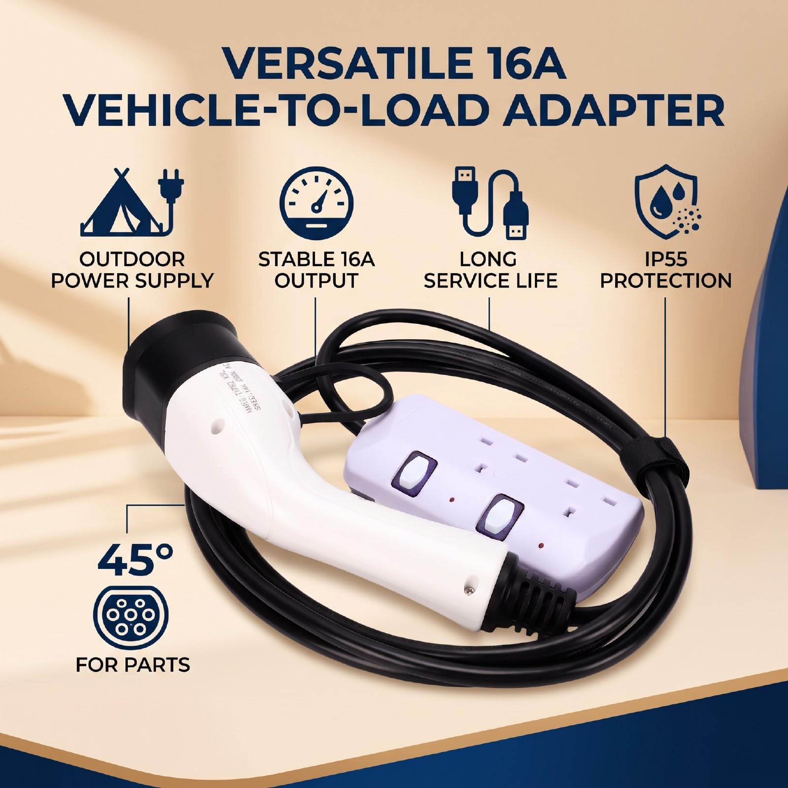 Adaptador de Tipo 2 de Vehículo a Carga de 9.8 Pies (3 Metros) y