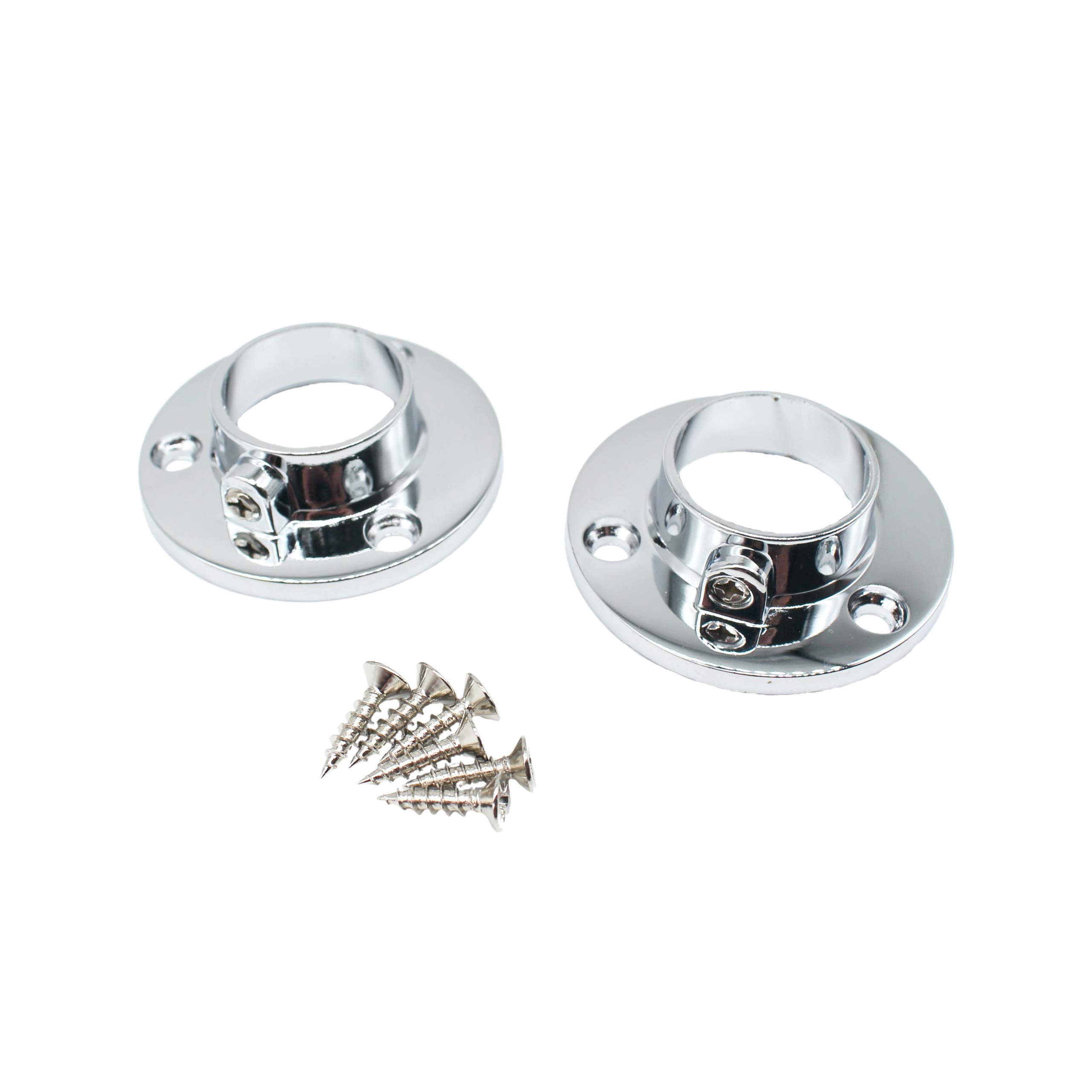 Eai Silver Wardrobe Rail Locking End Socket Suit 25Mm Diameter Rail Polished Chrome - Pack Of 2