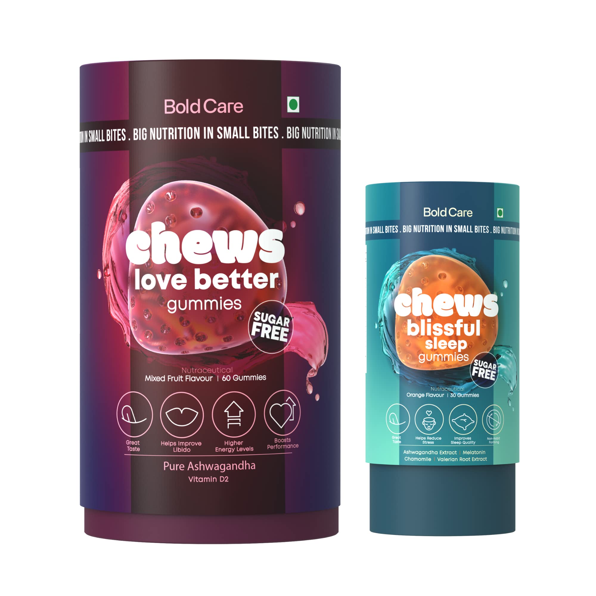 Buy Bold Care Chews Love Gummies with Pure Ashwagandha Extract Mixed Fruit Flavor + Bold Care