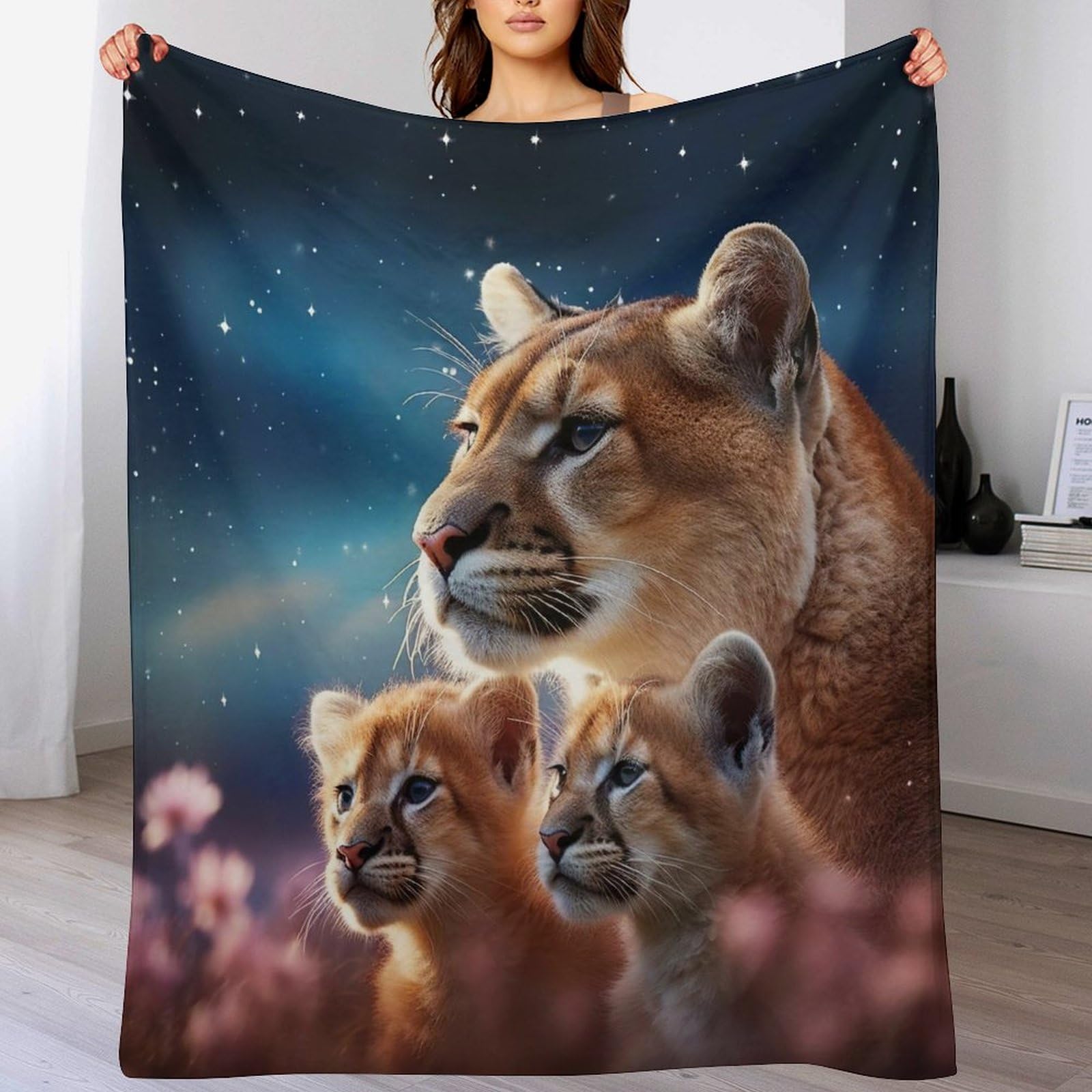 Couverture Polaire Lion 150x200cm pour Lit et Canapé