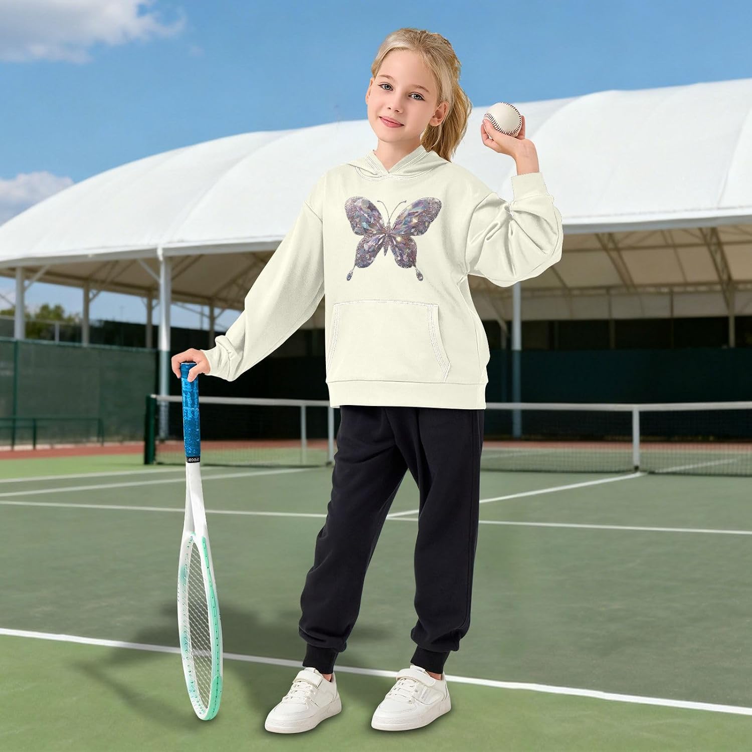 ALAZA diamond Butterfly Hoodies Sweatshirt for Boys Girls Kids Hooded Pullover Top