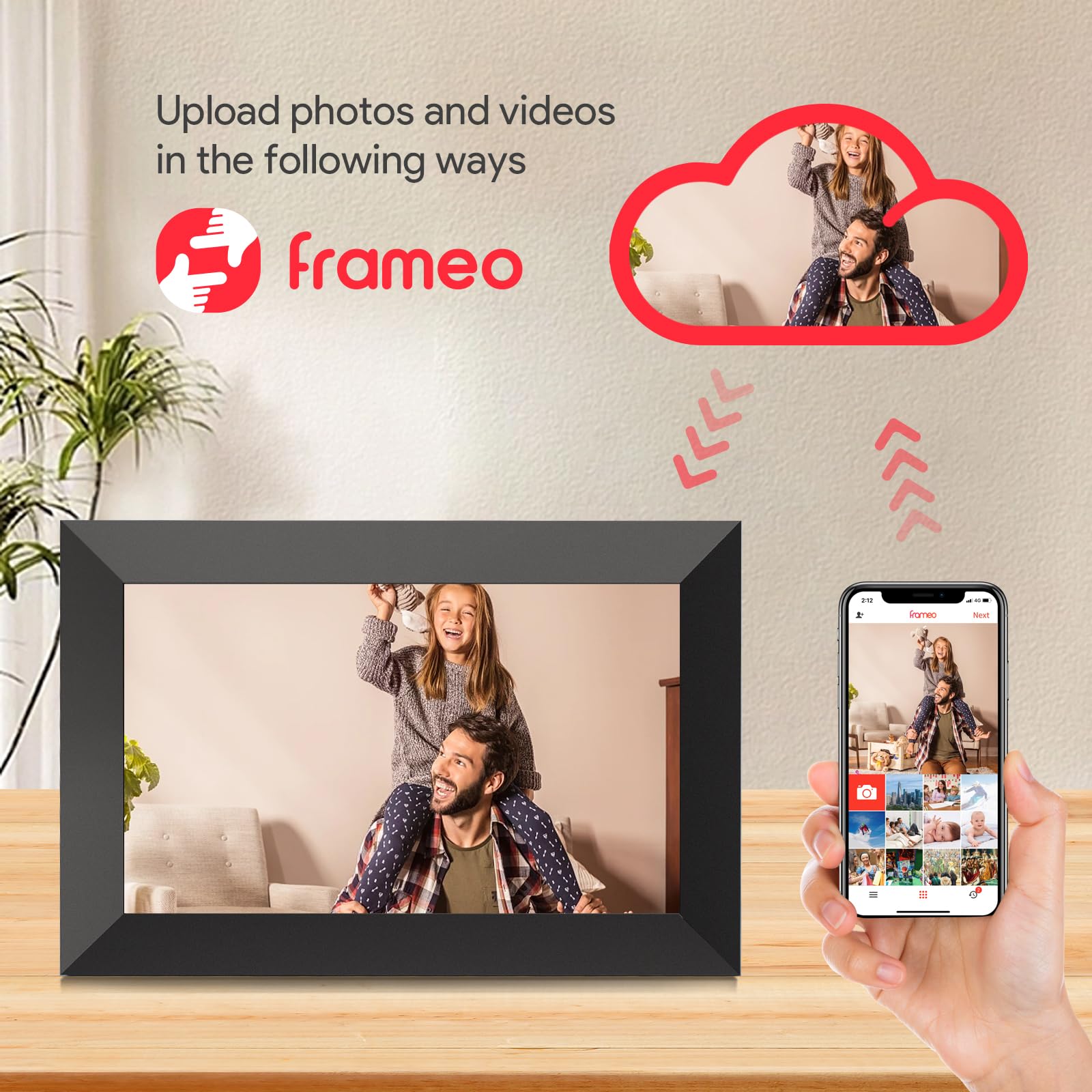 YUUTY WLAN Digitaler Bilderrahmen, 10,1 Zoll 32GB Elektronischer Bilderrahmen, 1280x800 HD IPS LCD Touchscreen Foto Rahmen, Automatische Rotation, Teilen Sie Fotos Sofort Von überall Aus