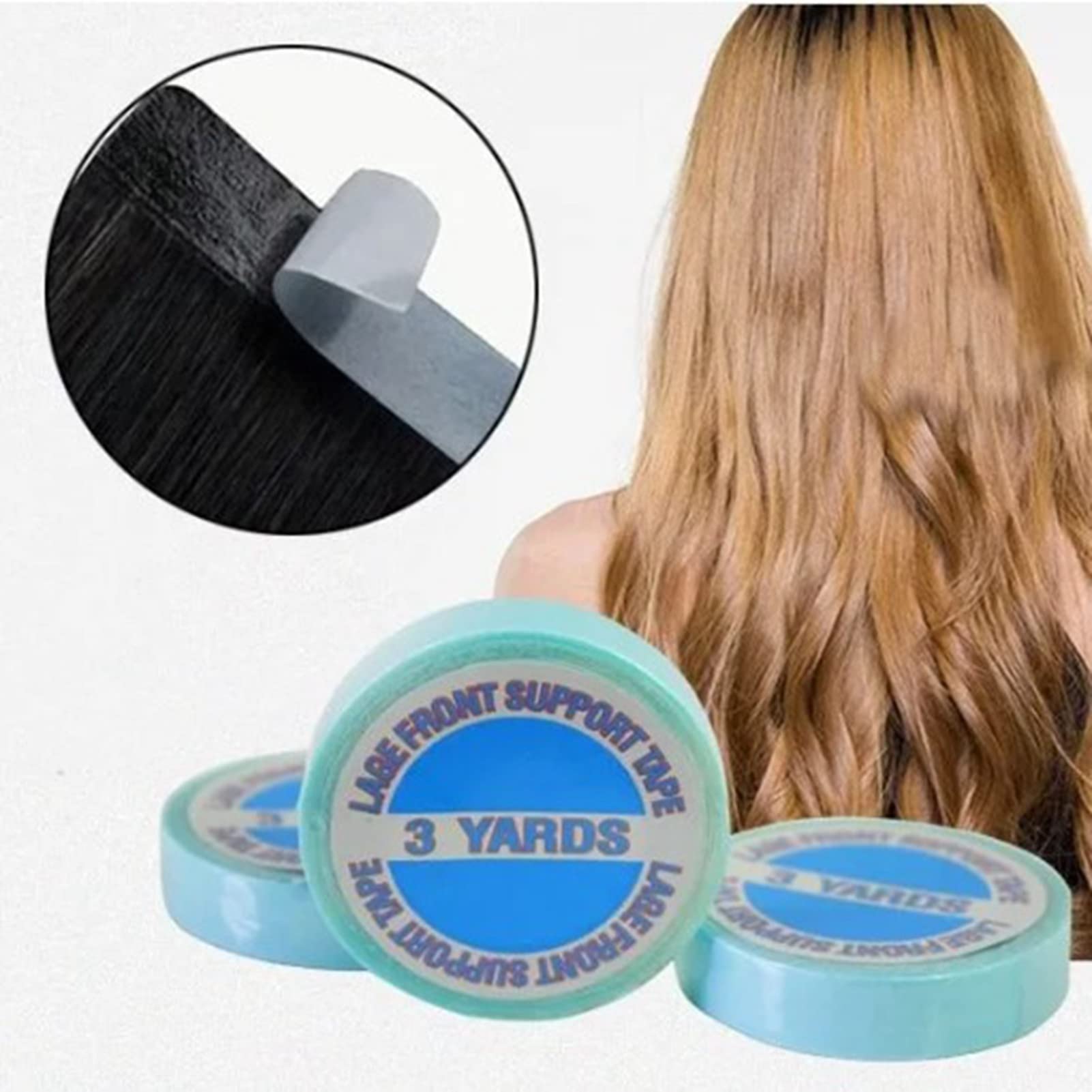 Cinta para peluca, 300 cm de largo, bonita, práctica, práctica, portátil, compacta, de poliuretano, cinta de doble cara, para pelucas, cinta de apoyo