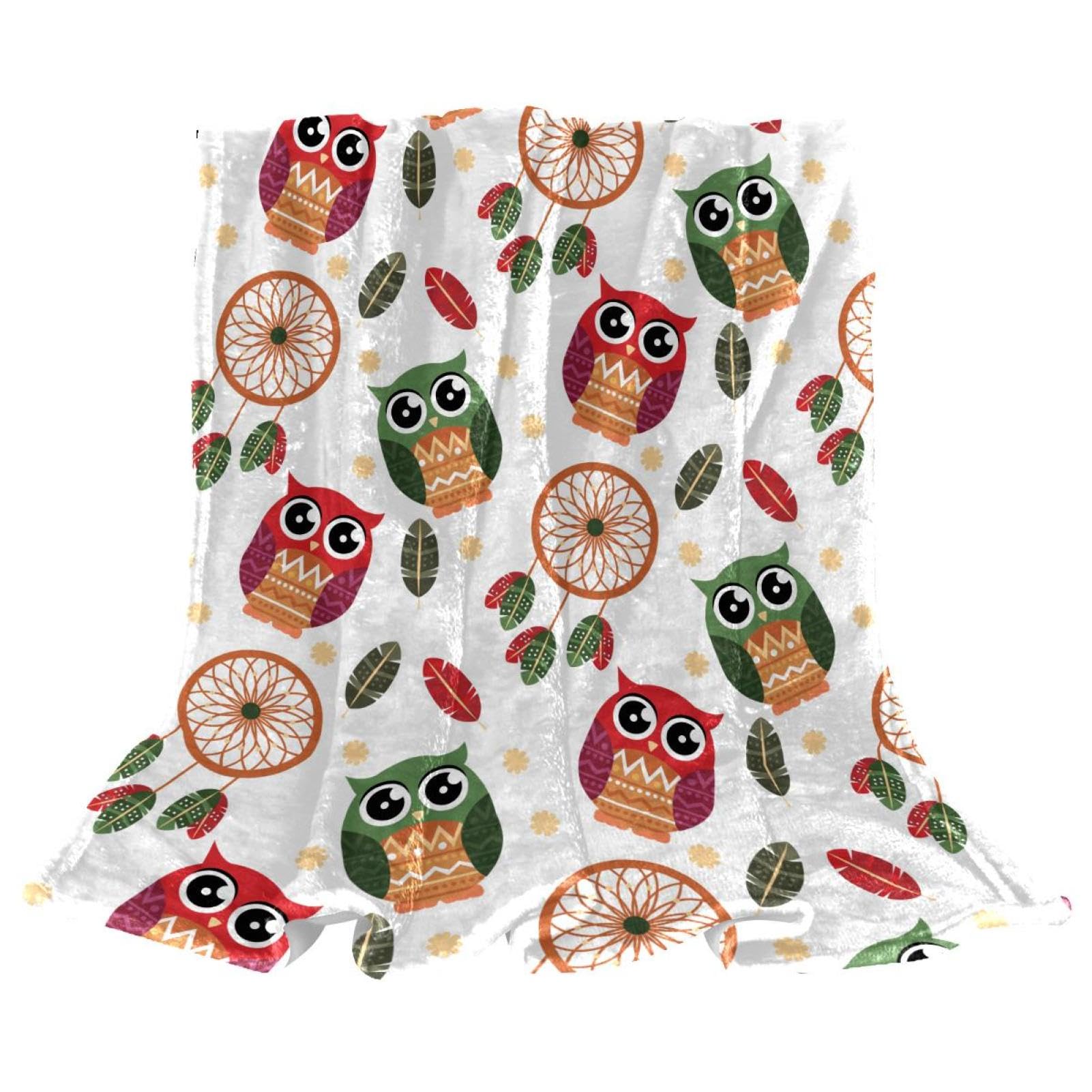 Couverture de lit polaire attrape-rêves hibou plaid salon bureau 150x100