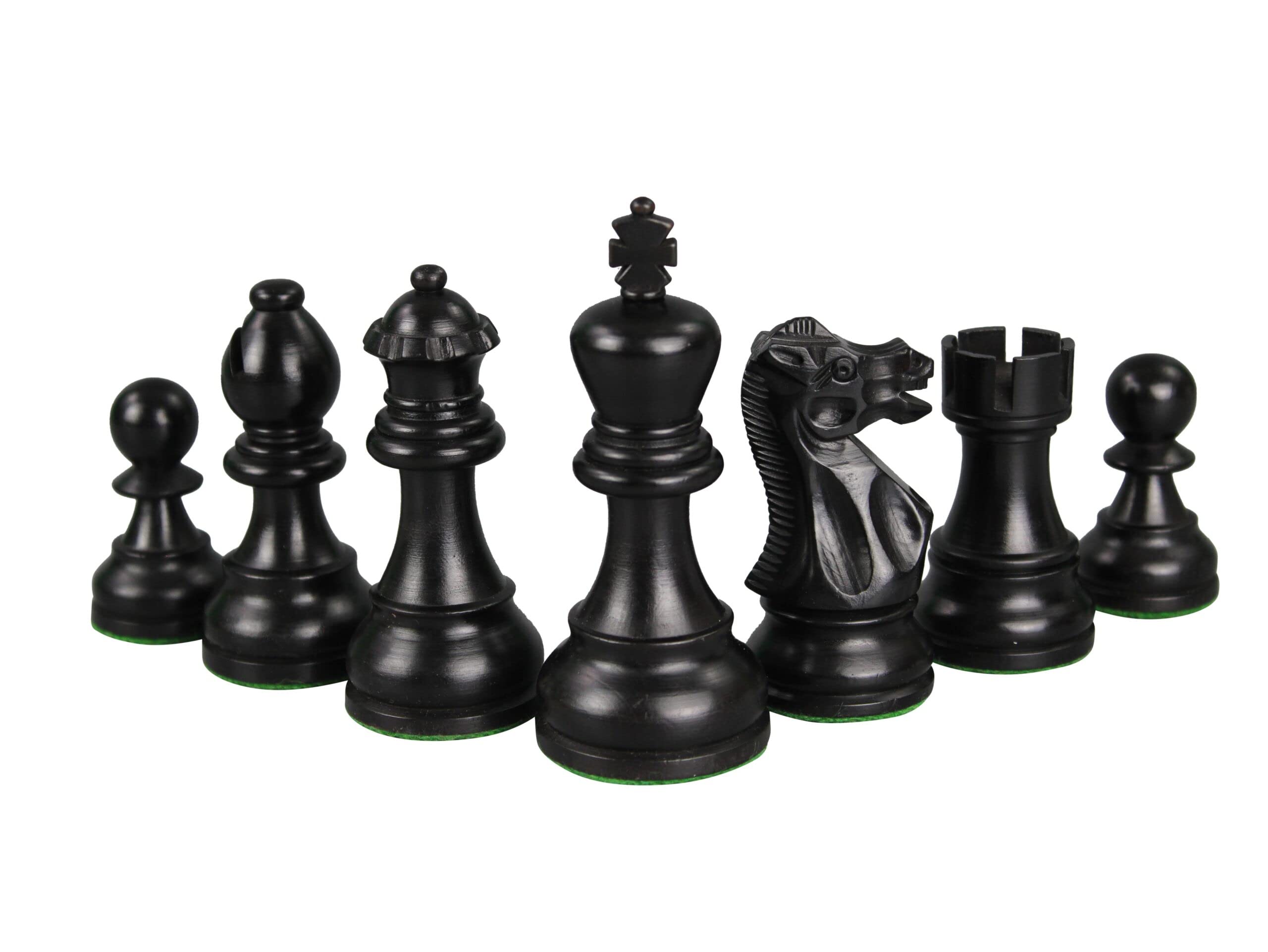 Helena - Set di scacchi a tavola piatta, in legno di ebano, 60 cm, con pesi esecutivi Staunton, in ebanizzato, 9,75 cm
