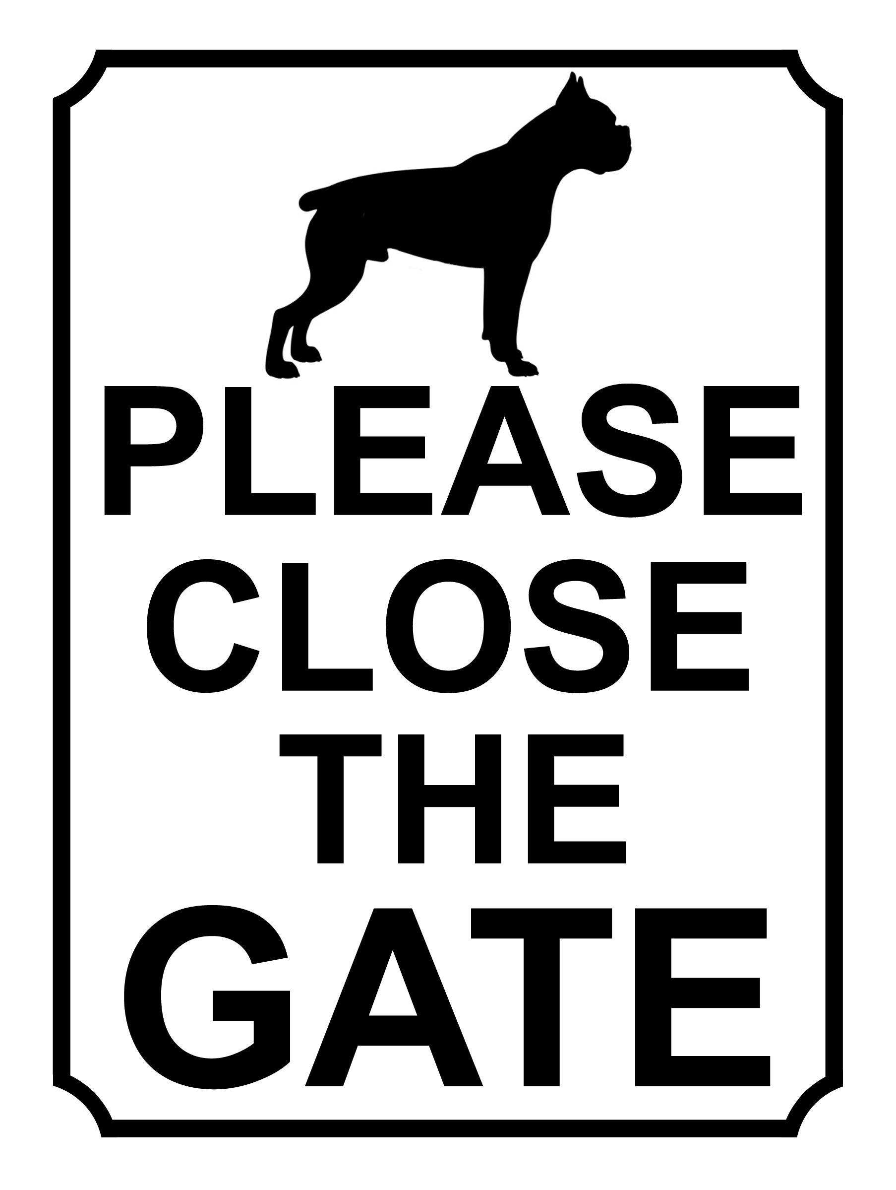SHAWPRINT PLEASE CLOSE THE GATE DOG THEME METAL SIGN 267MM X 200MM (366H1L) LARGE 10" X 8"