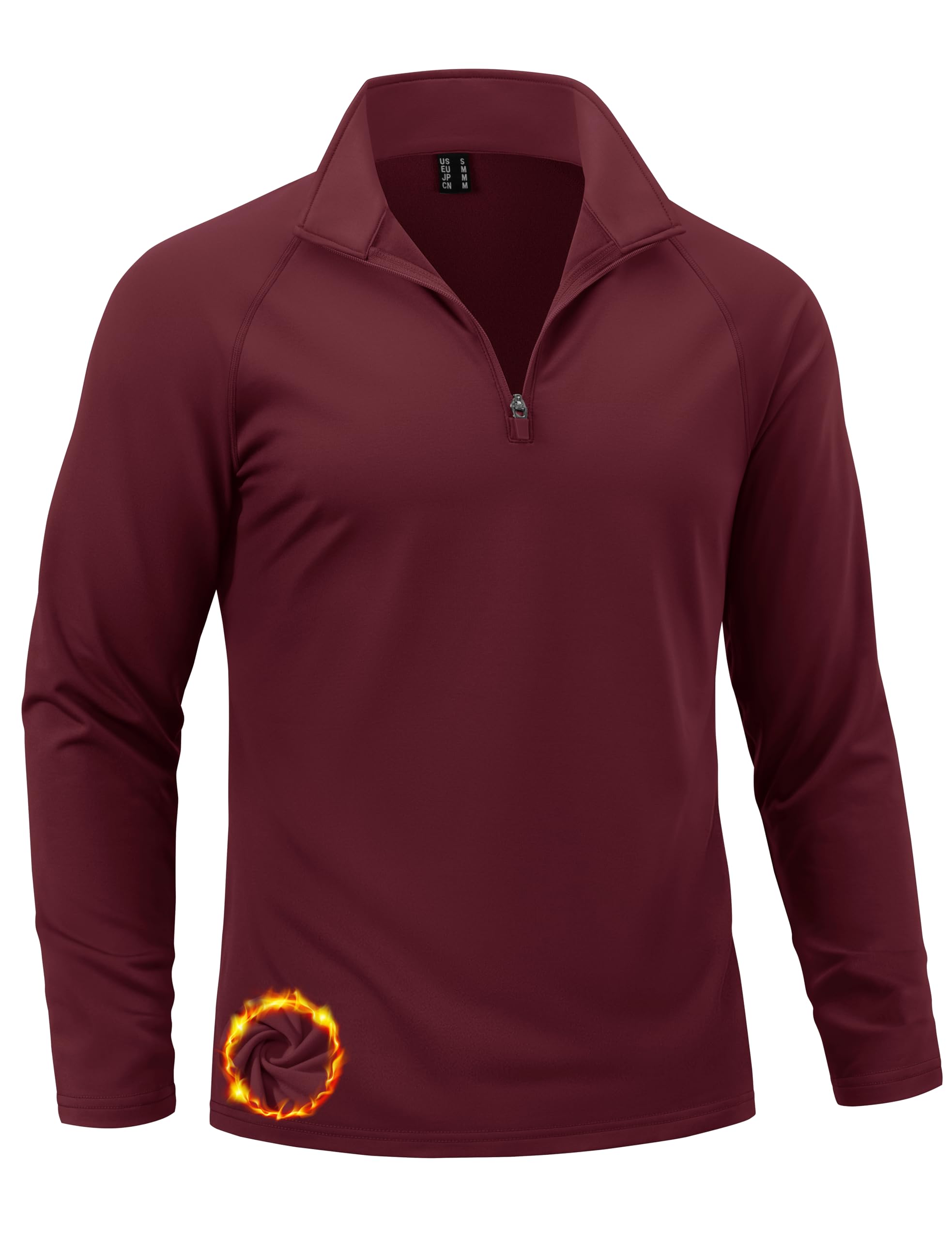 Cavva Mens Quarter Zip Pullover Thermal Fleece Lined Sweatshirts Long Sleeve 1/4 Zipper Athletic Winter Shirt