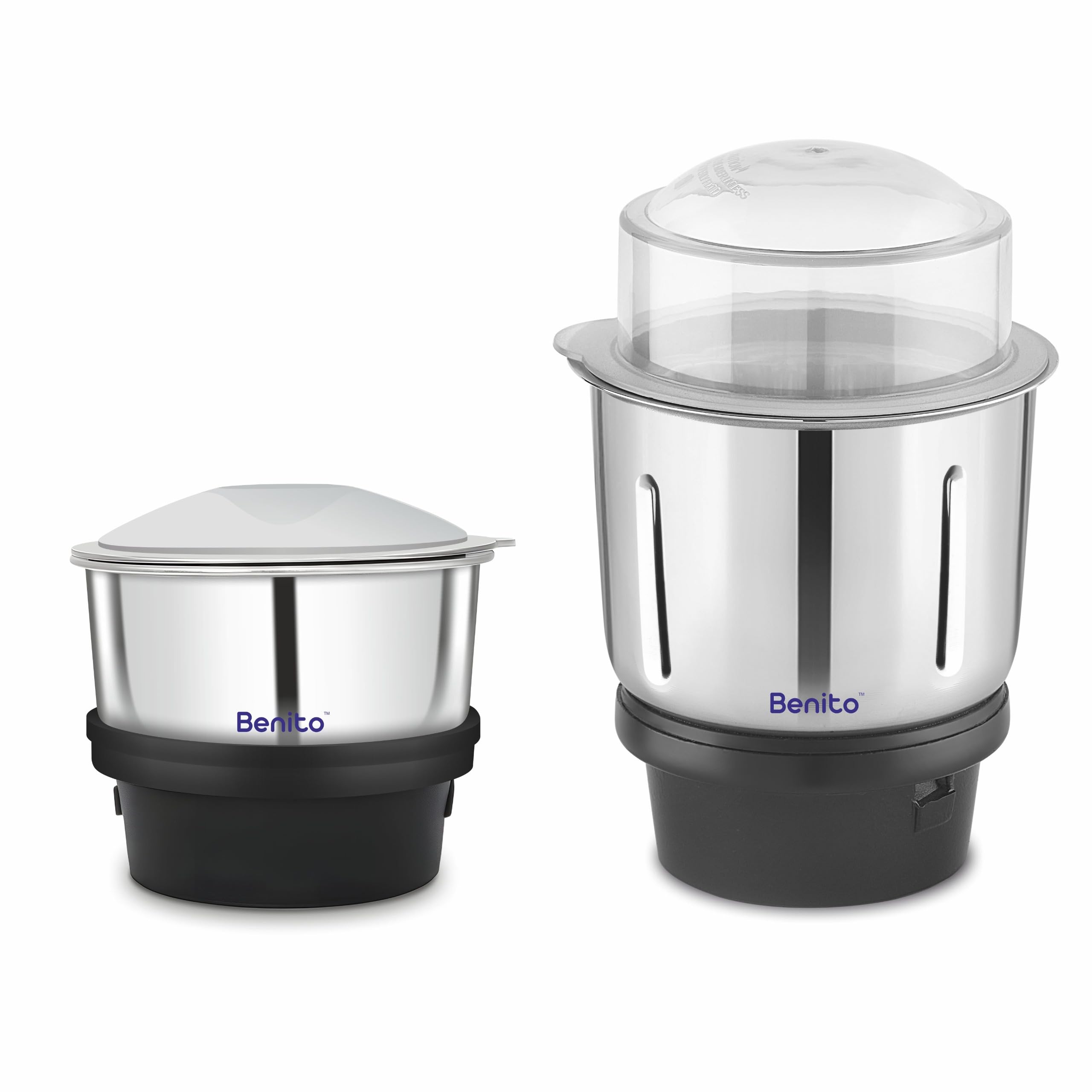 Benito Combo Chutney Jar (200ml & 500ml) for Mixer Grinder – Compatible with 4-Teeth Coupler & Dual Locking System