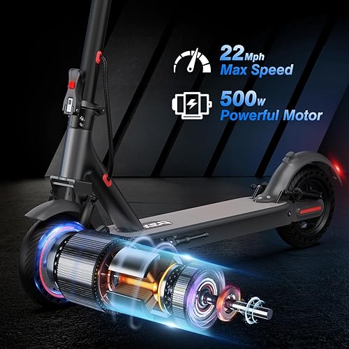 Miniatura 3 de KEQ Electric Scooter for Adults Commuting 8.5"10" Tires,1922Mph,350W500W Motor, 21-30 Miles Range,Dual Braking System Portable & Foldable E Scooter