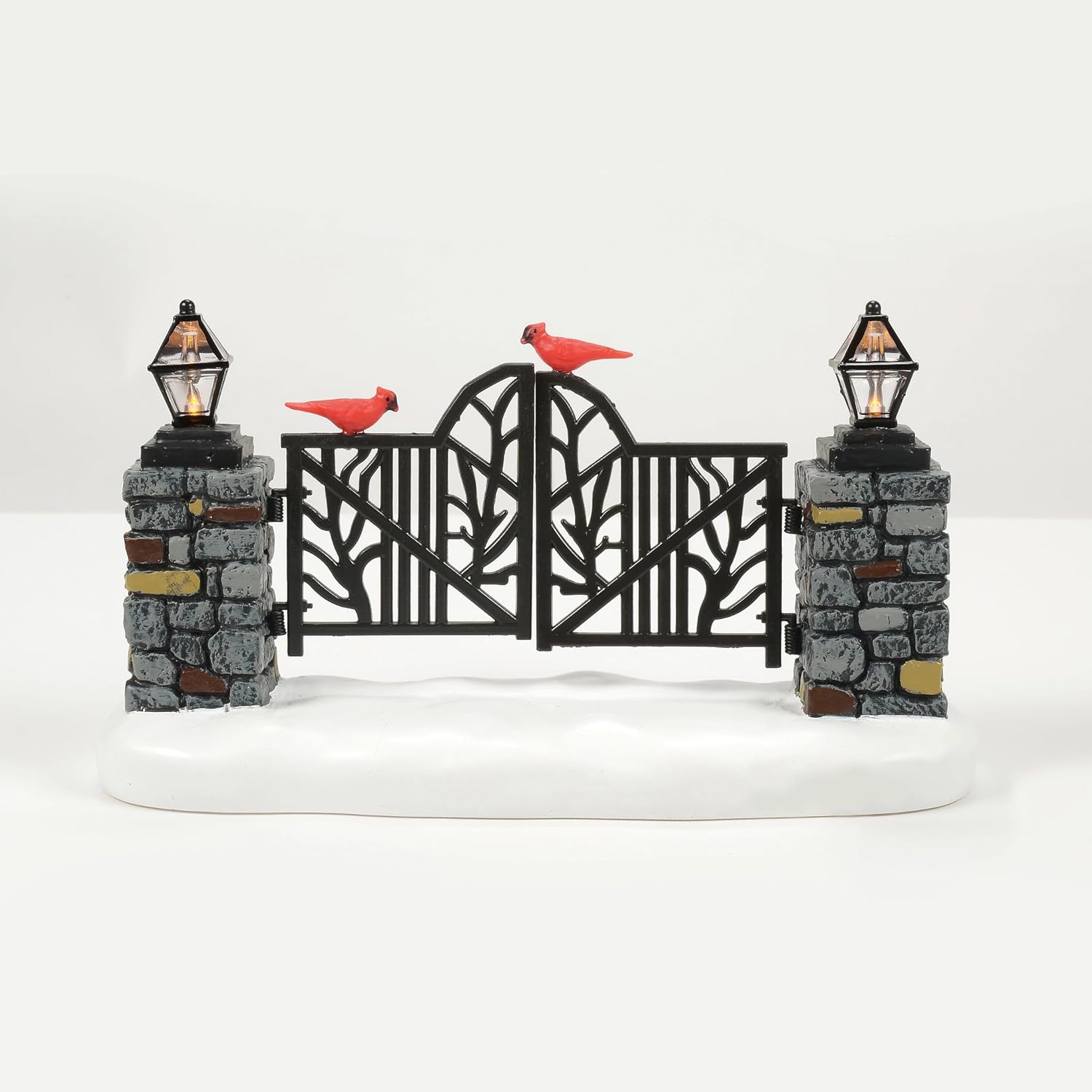 Department 56 Village Collection Accessories Cardinal Christmas Gate Lit Figurine, 3.3 Inch, Multicolor