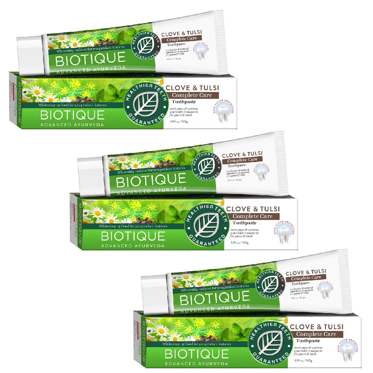 Biotique Clove & Tulsi Complete Care Toothpaste - 100% Pure & Natural Ayurvedic Treatment for Gums & Teeth - 140gm (Pack of 3)-image-17