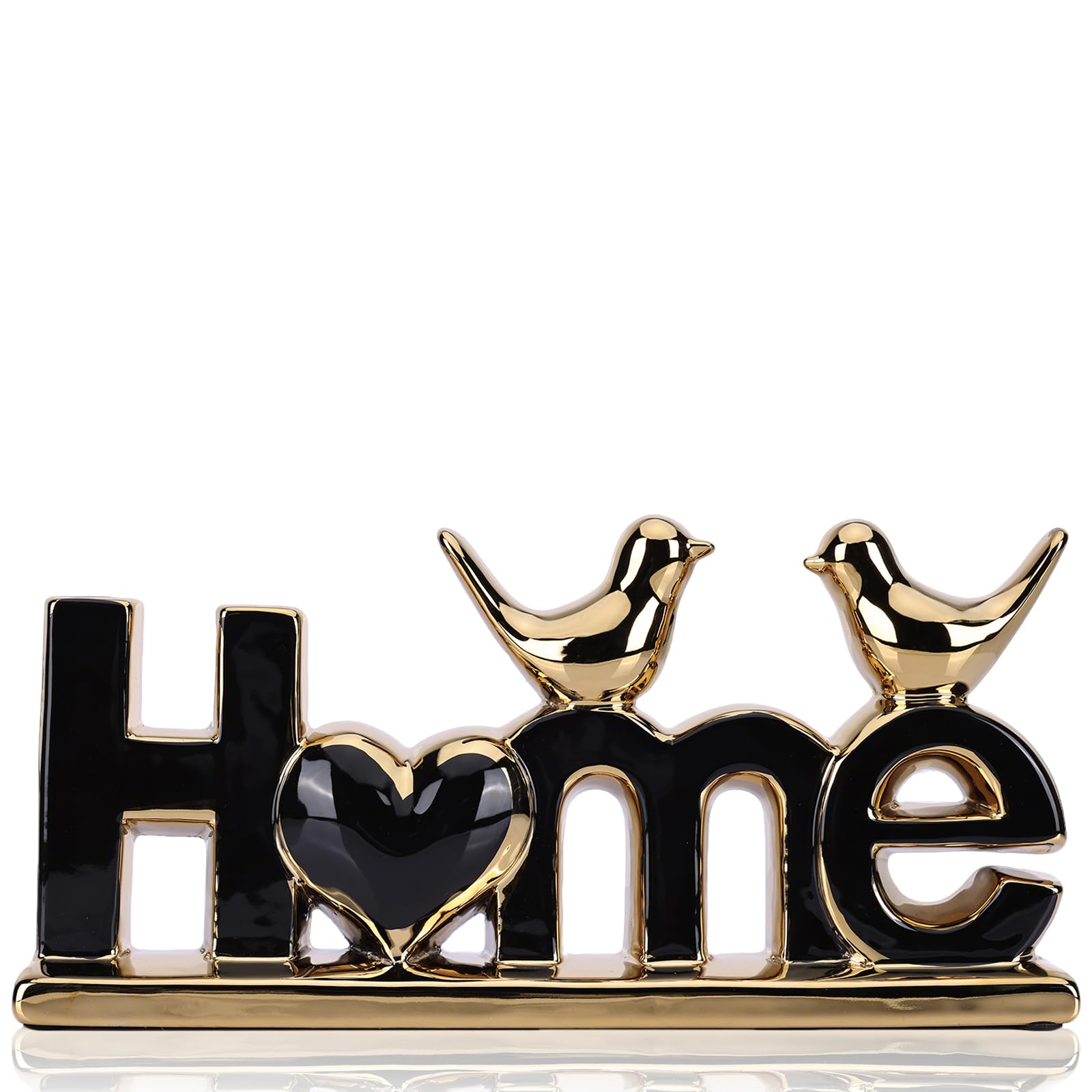 DOVDOV Black and Gold Ceramic Home Sign, Black and Gold Bird Sculpture, Modern Creative Decorative Sculpture, Suitable for Living Room Coffee Tables, TV cabinets, entryways, and Display Shelves. — image 1