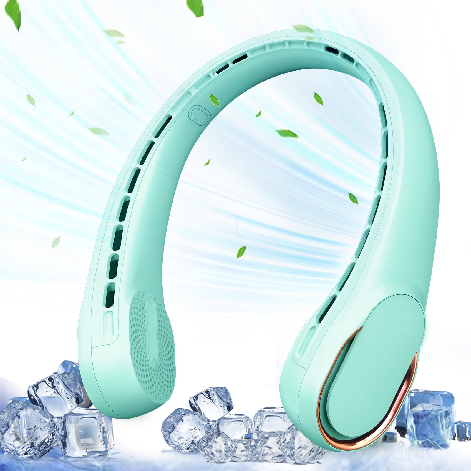 ASNUG Portable Neck Fan, Neck Fans for Women, 4000 mAh Rechargeable Personal Fan,360° Hands Free Bladeless Fan, 3 Speeds Adjustable, Faster Cooling, Super Quiet, Suitable for Home, Office, Travel