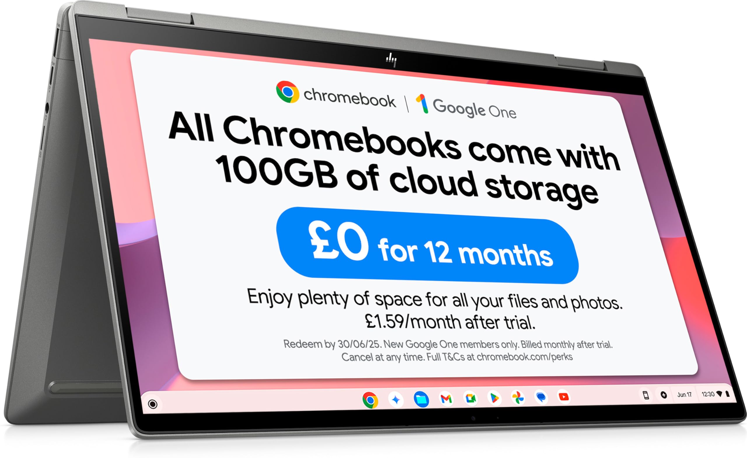 HPChromebook 14" Laptop PC 14c-ca0003sa, Intel Pentium Gold, 4GB RAM, 64GB SSD, FHD, Mineral silverEPEAT