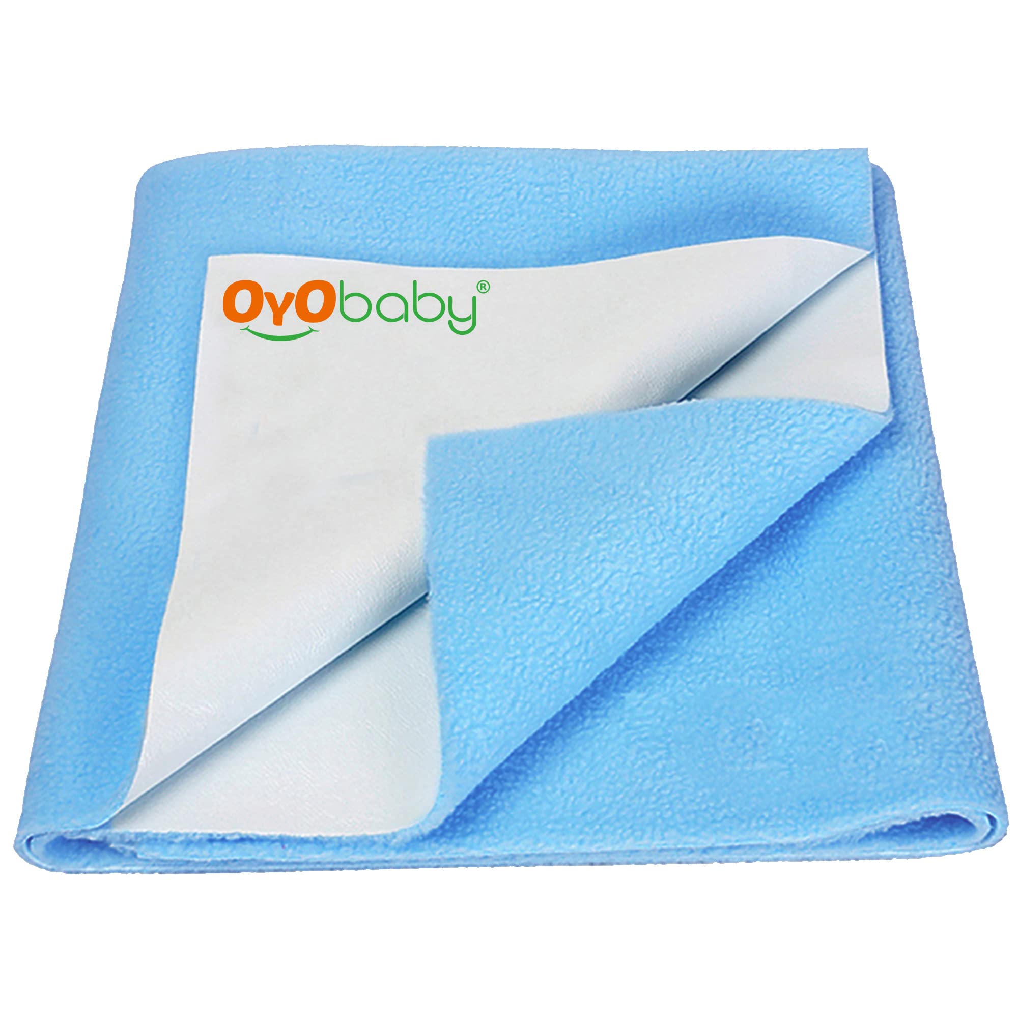 OYO BABY Waterproof Quick Dry Sheet for Baby| Bed Pad | Baby Bed Protector Sheet for Toddler Children (Large (140cm X 100cm), Blue), Polycotton