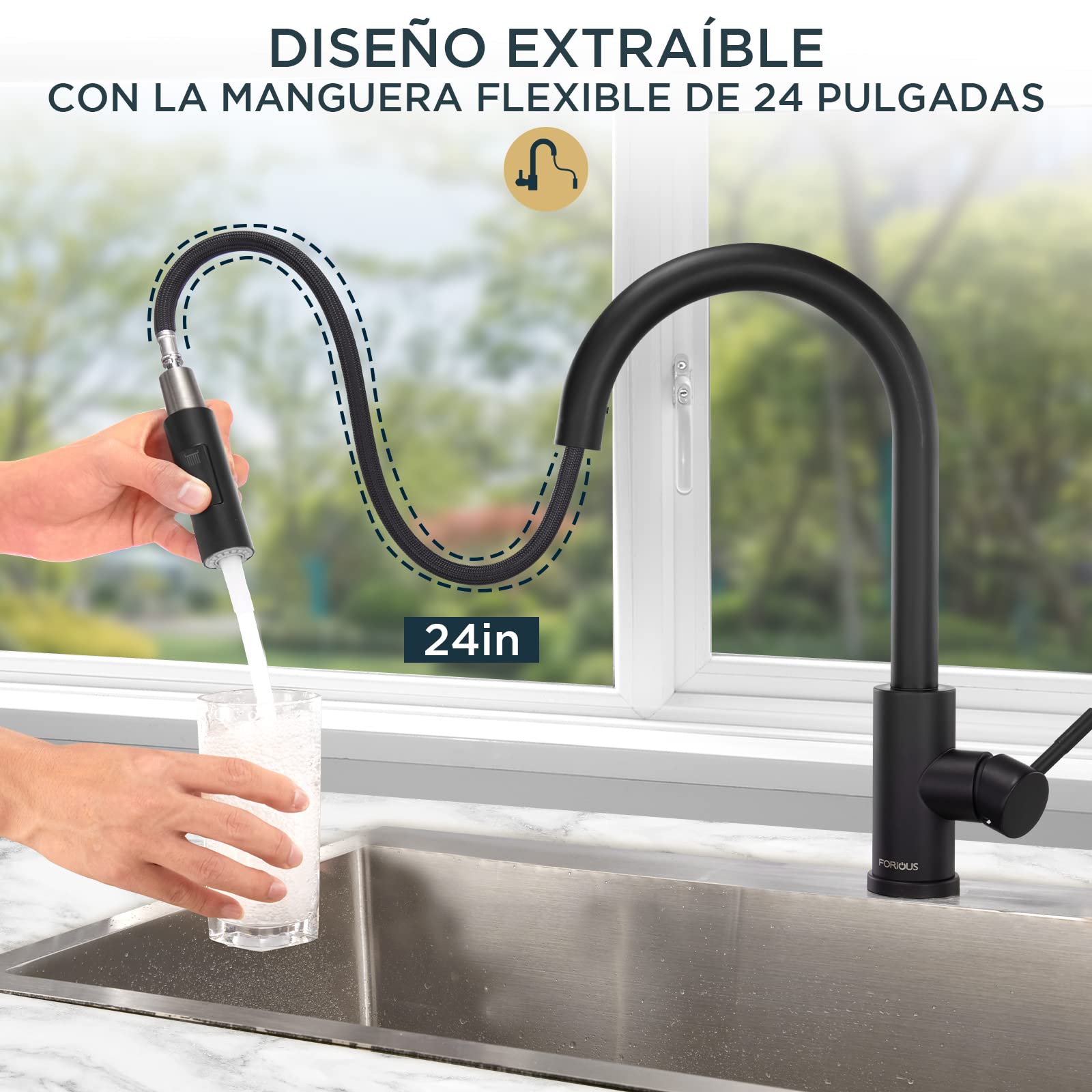 Grifos Cocina Negro Grifo Cocina Extrau00edble De Baja Presiu00f3n