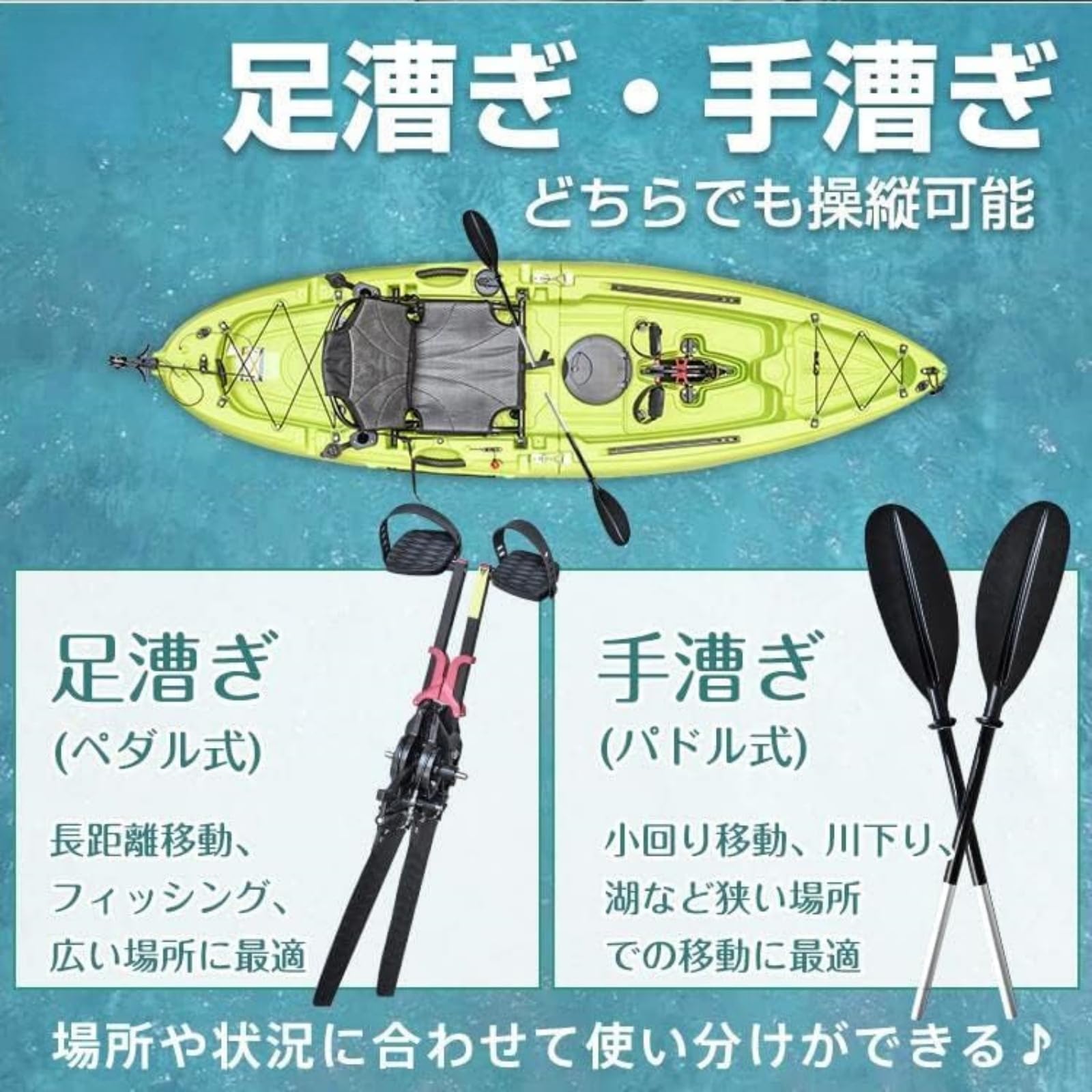 Amazon.co.jp: 分割式カヤック ミラージュタイプ ペダル式 足漕ぎ・手