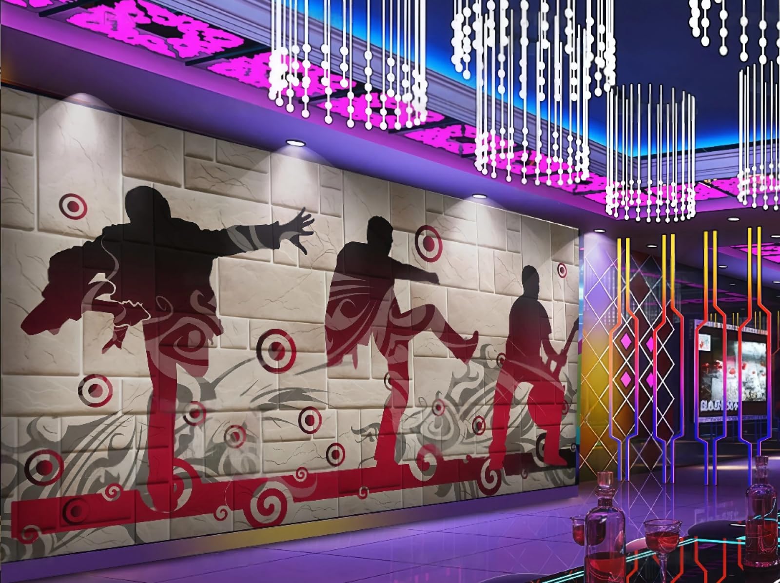 Xdoubao 3D Wallpaper Nostalgic Wall Music Dance Hall Dancing Bar Theme Drink Afternoon Tea Western Restaurant Background Wall Wallpaper Coffee Shop Mural,,400X280cm