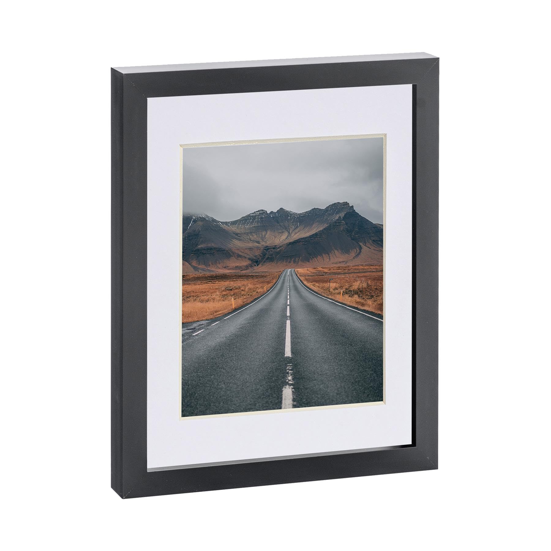 Nicola Spring 1x Black 8" x 10" Photo Frame with White 5" x 7" Mount - Glass Aperture Home Picture Wall Hanging Landscape Portrait Display