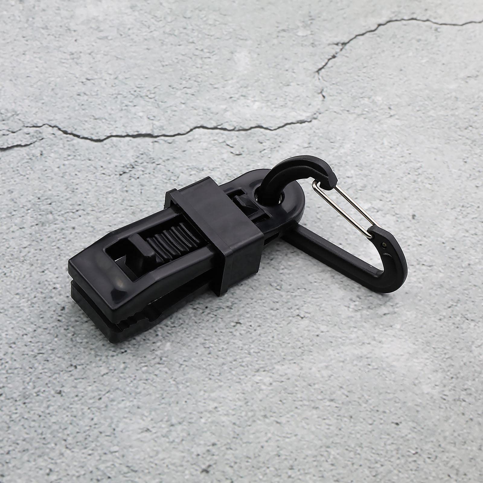 Planenclips Zeltclips Planenklemmen Autoabdeckungen Klammer mit 12er D-förmiger Karabiner 8,2 x 3,1 x 2 cm Schwarz Kunststoff