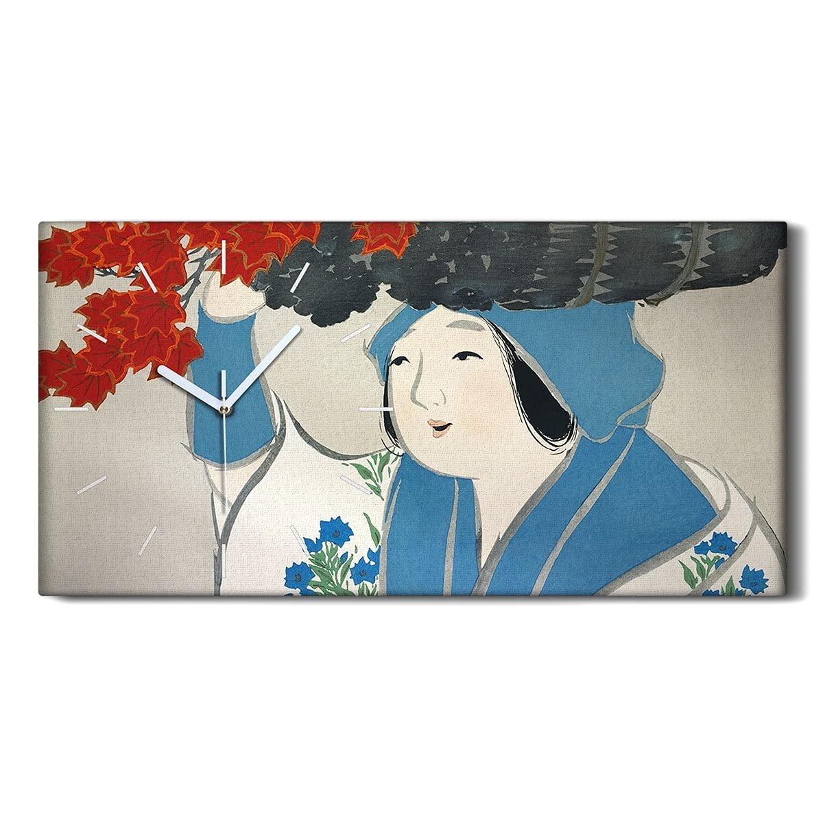 Horloge Toile Salon et Chambre Décoration Asiatique Kimono Tableau Mural