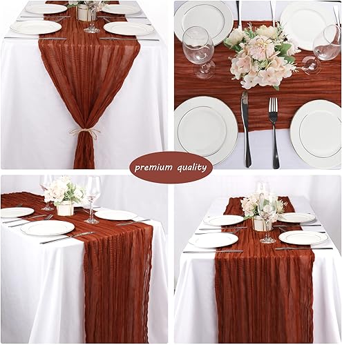 Miniatura 5 de Paquete de 12 caminos de mesa de gasa de 10 pies de 35 x 120 pulgadas, camino de mesa de gasa bohemio, camino de mesa largo, camino de mesa