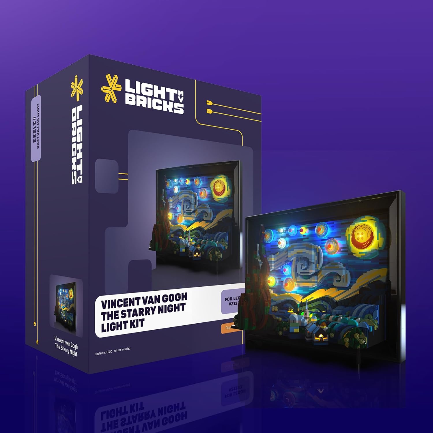Light My Bricks 2.0 Light Kit Compatible with Lego Starry Night #21333 |15 Custom Lights for Van Gogh Lego Art Display| (Set Not Included)