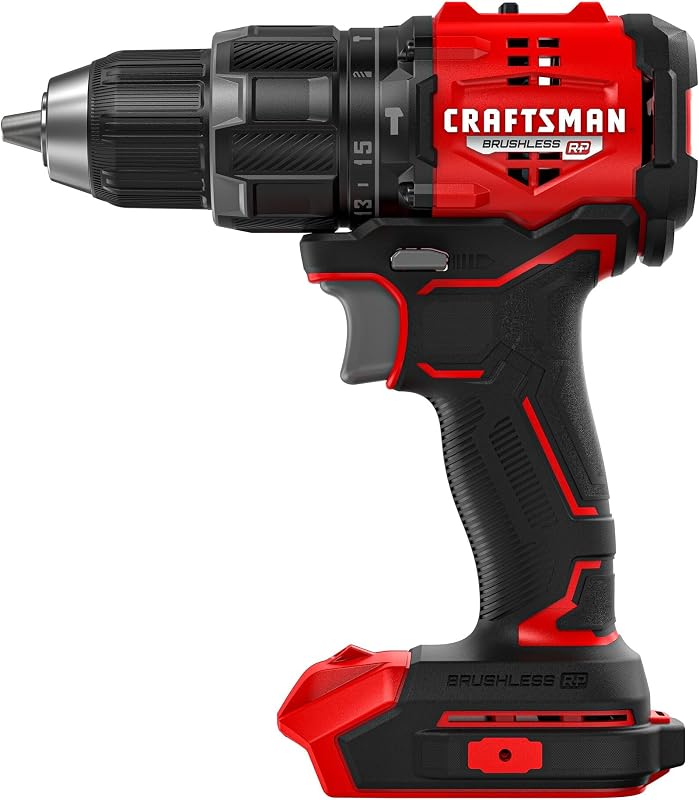 CRAFTSMAN V20 Taladro percutor de 1/2 pulgada, RP sin escobillas, Taladro percutor inalámbrico compacto, batería no incluida (CMCD716B)