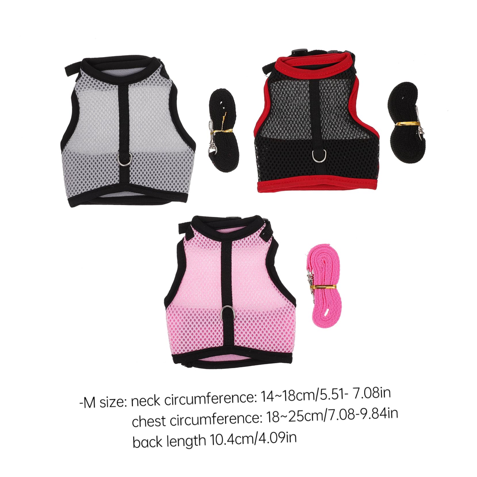 POPETPOP 3Sets Rabbit Vest Harness with Leash Guinea Pig Rope Outfit for Small Pets Lightweight Comfortable Design Grey