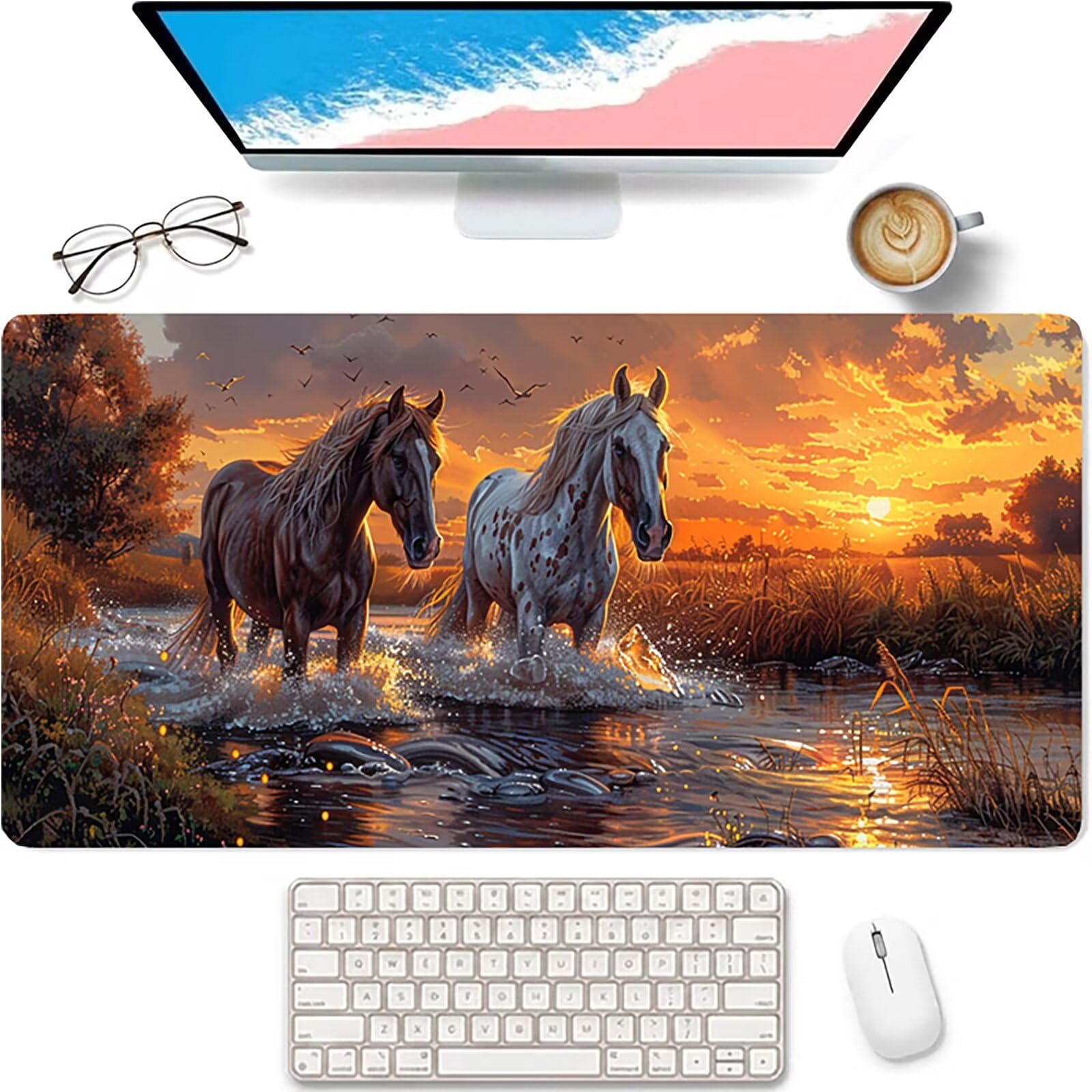 Rojo Alfombrilla Ratón XXL 1600x800x3mm, Atardecer Mouse Pad H-5578 | Alfombrilla Ratón Gaming Mejora la Precisión y la Velocidad, Alfombrilla Escritorio para Jugadores de PC, Oficina