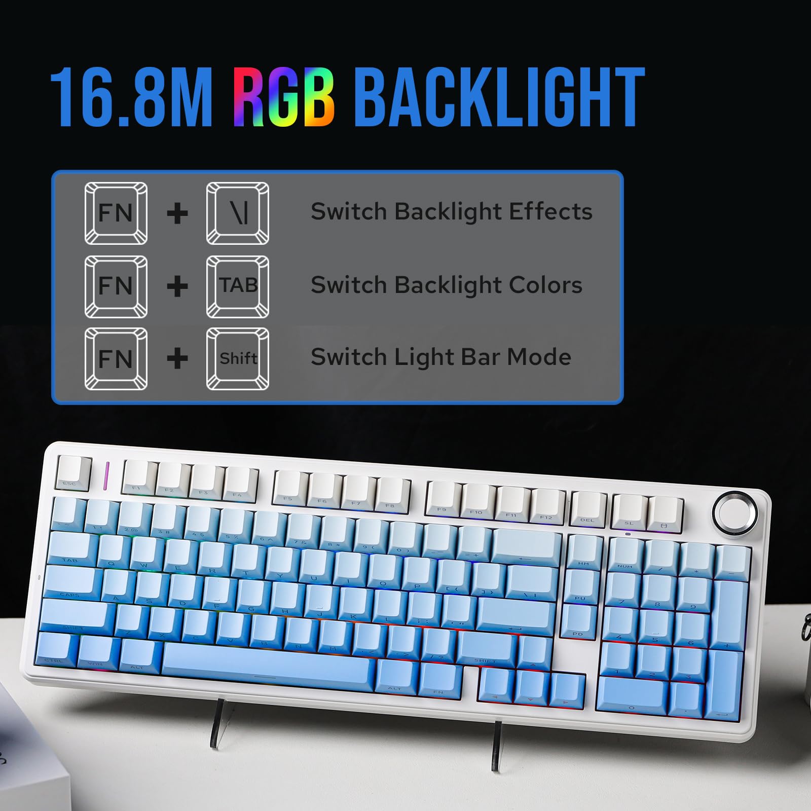 AULA F99（緑・白）黒モデル 96% Gasket-Mounted Triple-Mode Mechanical Keyboard with Knob