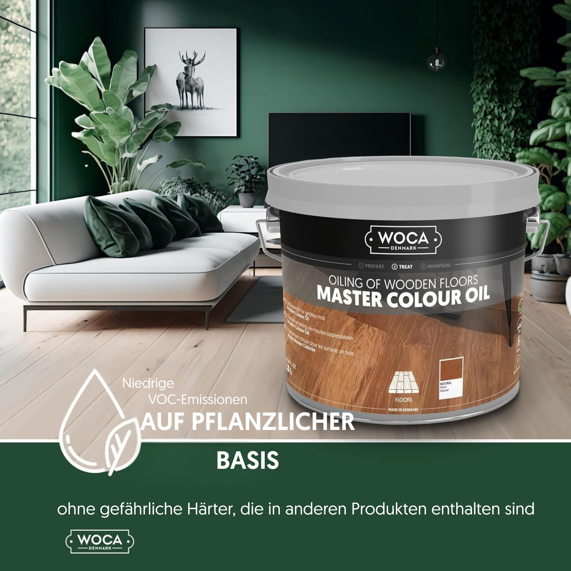 WOCA Denmark Master Colour Oil White - Aceite para parqué para interiores para muebles de madera, suelos, revestimientos y armarios