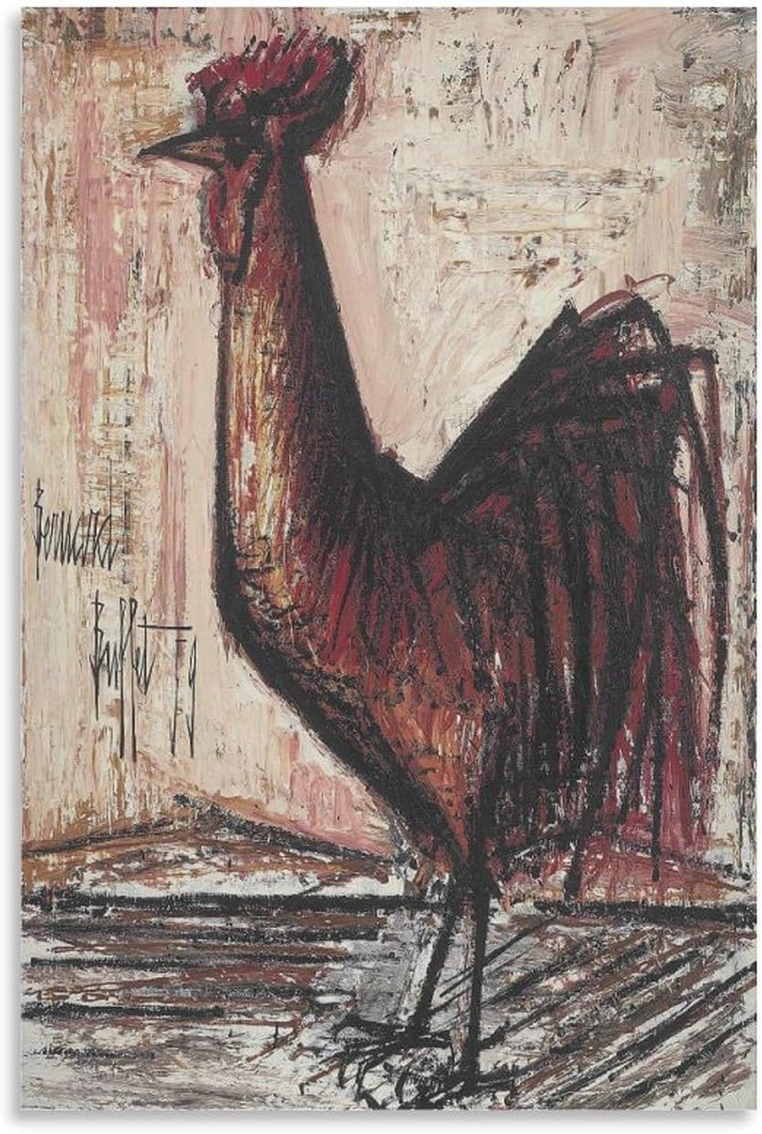 Rikin Liuff Red Rooster by Bernard Canvas Poster Wall Art Home Decor 40x60cm Framele