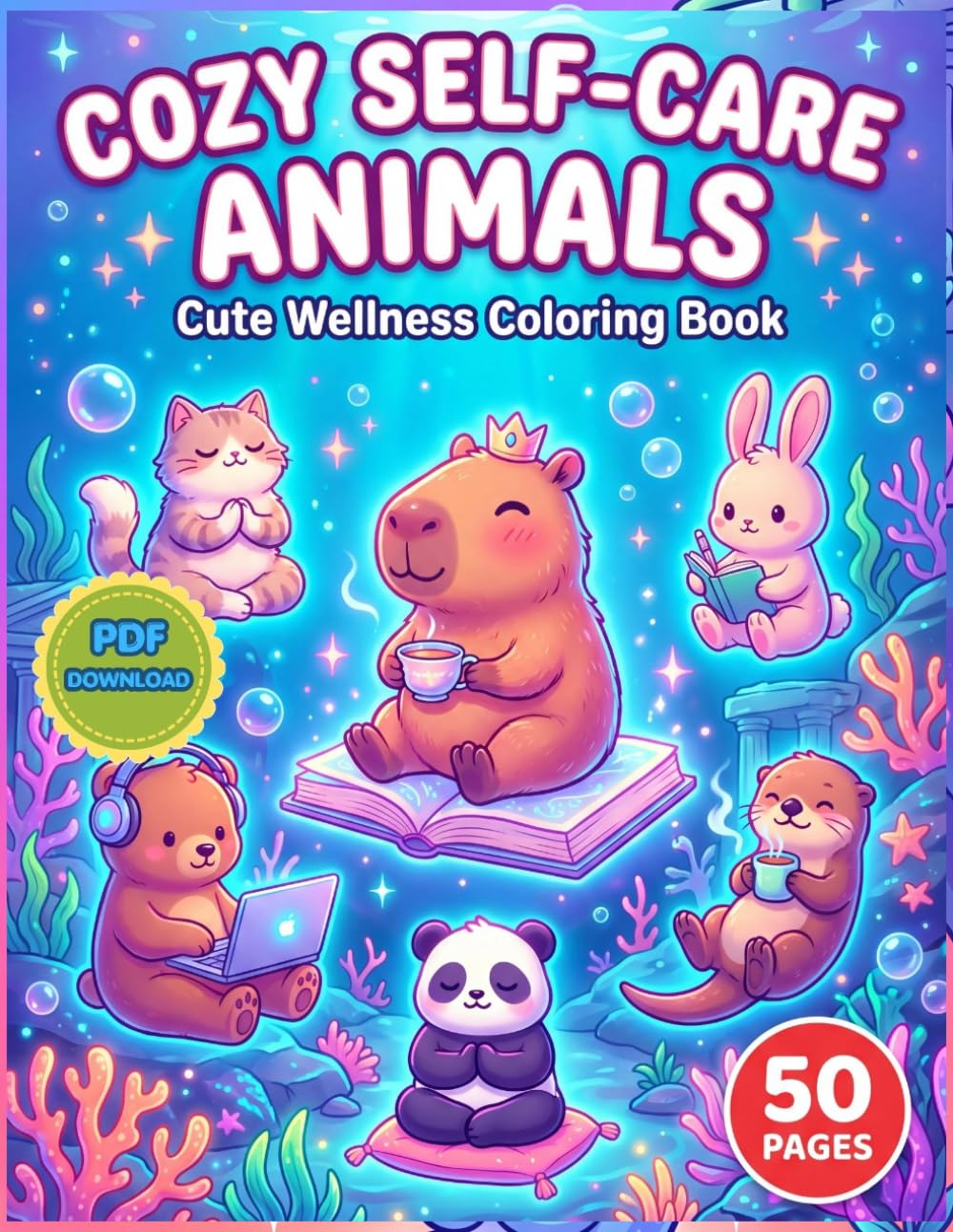 Cozy Self-Care Animals Cute Wellness Coloring Book: A magical cozy world of adorable animals, soft self-care moments, and pure relaxation—once you ... , Turn stress into smiles in just minutes