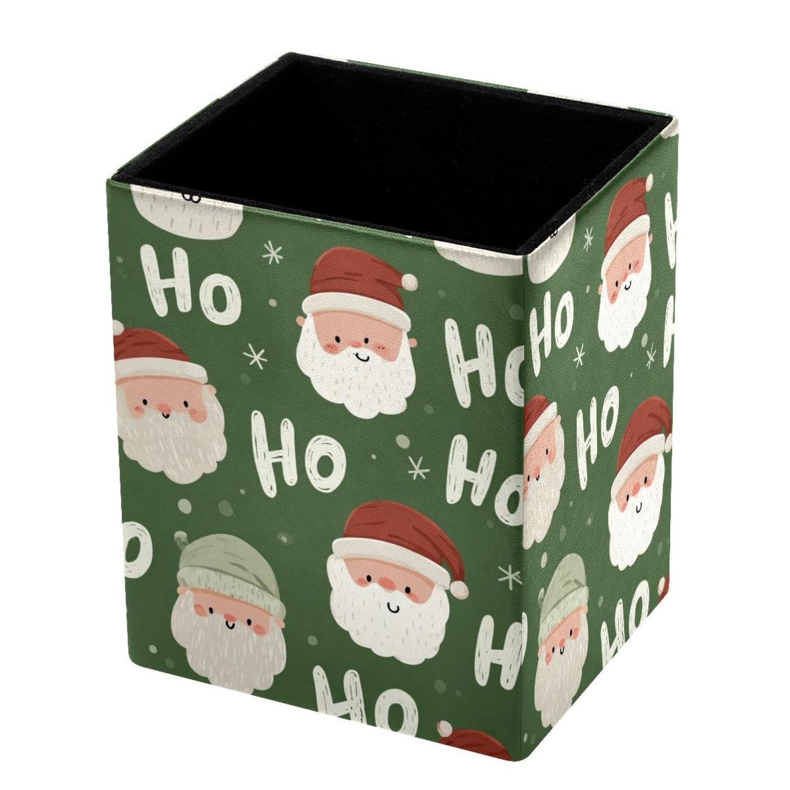 VAPOKF Pencil Holders for Desk, Santa Claus Printed Pen Holders Pen Pot Makeup Brushes Storage Desktop Stationery Supplies Organiser for Home Office