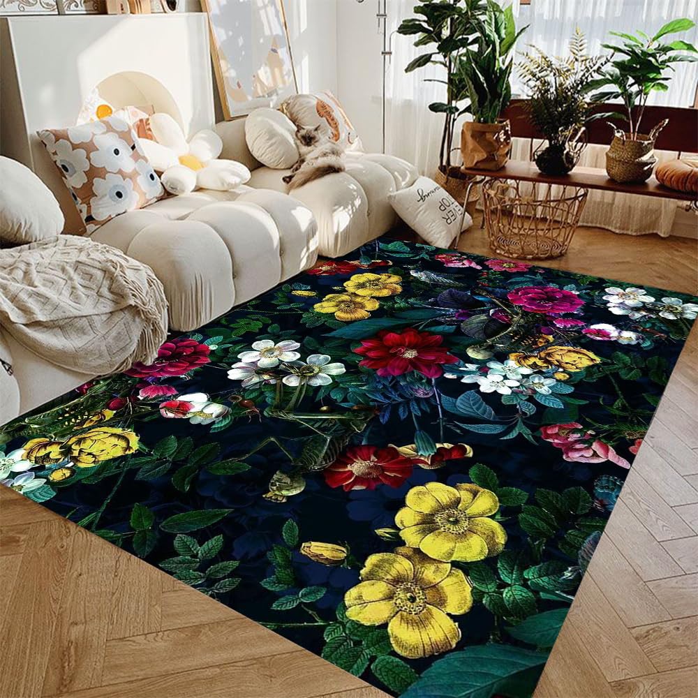 Tapis de balcon au style artistique moderne noir et blanc haute densité pour salon